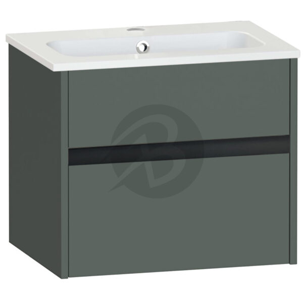 Calypso Bowland 1 Drawer Wall Hung Vanity Unit With Gloss Orani Cast Basin - 600mm Wide - 1 TH