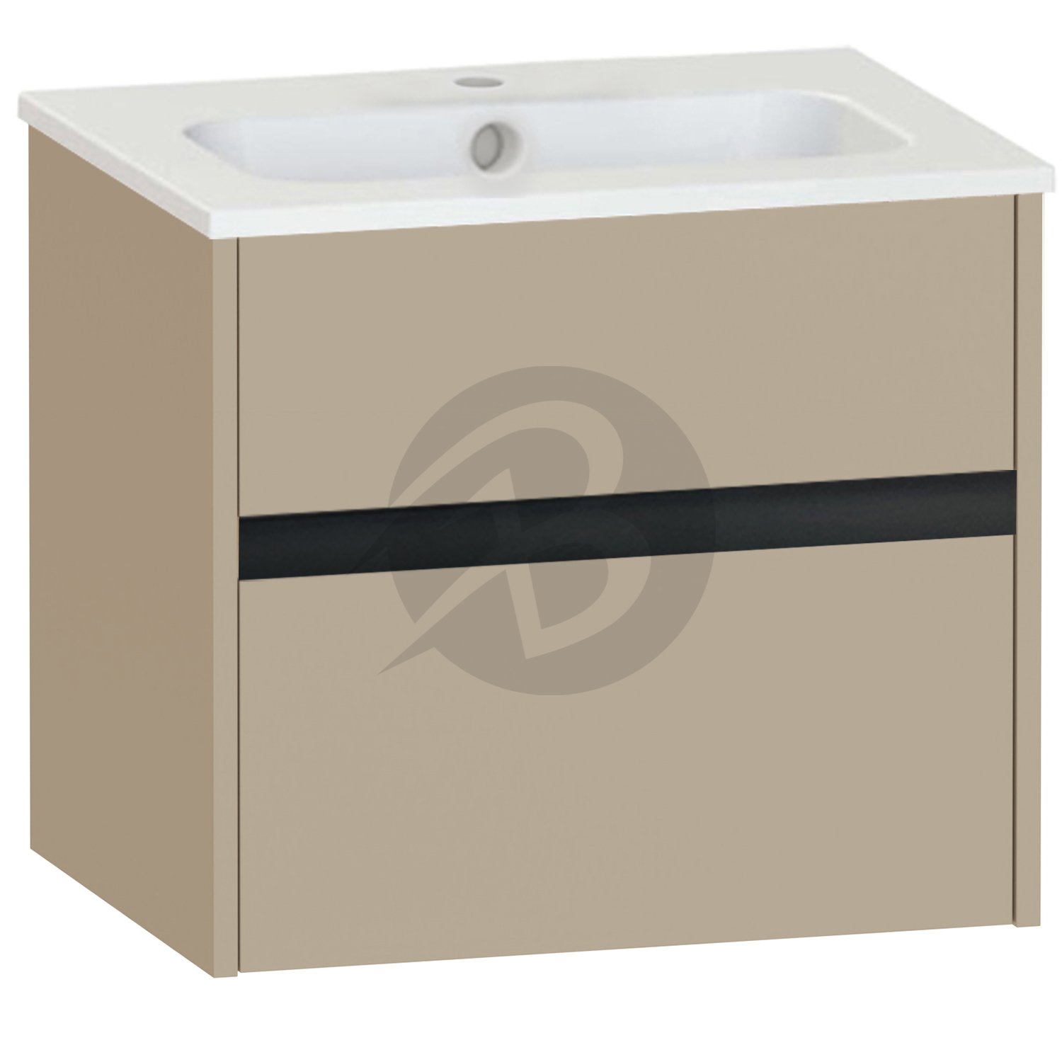 Calypso Bowland 1 Drawer Wall Hung Vanity Unit With Serrenti Basin – 600mm Wide – 1 TH - Champagne