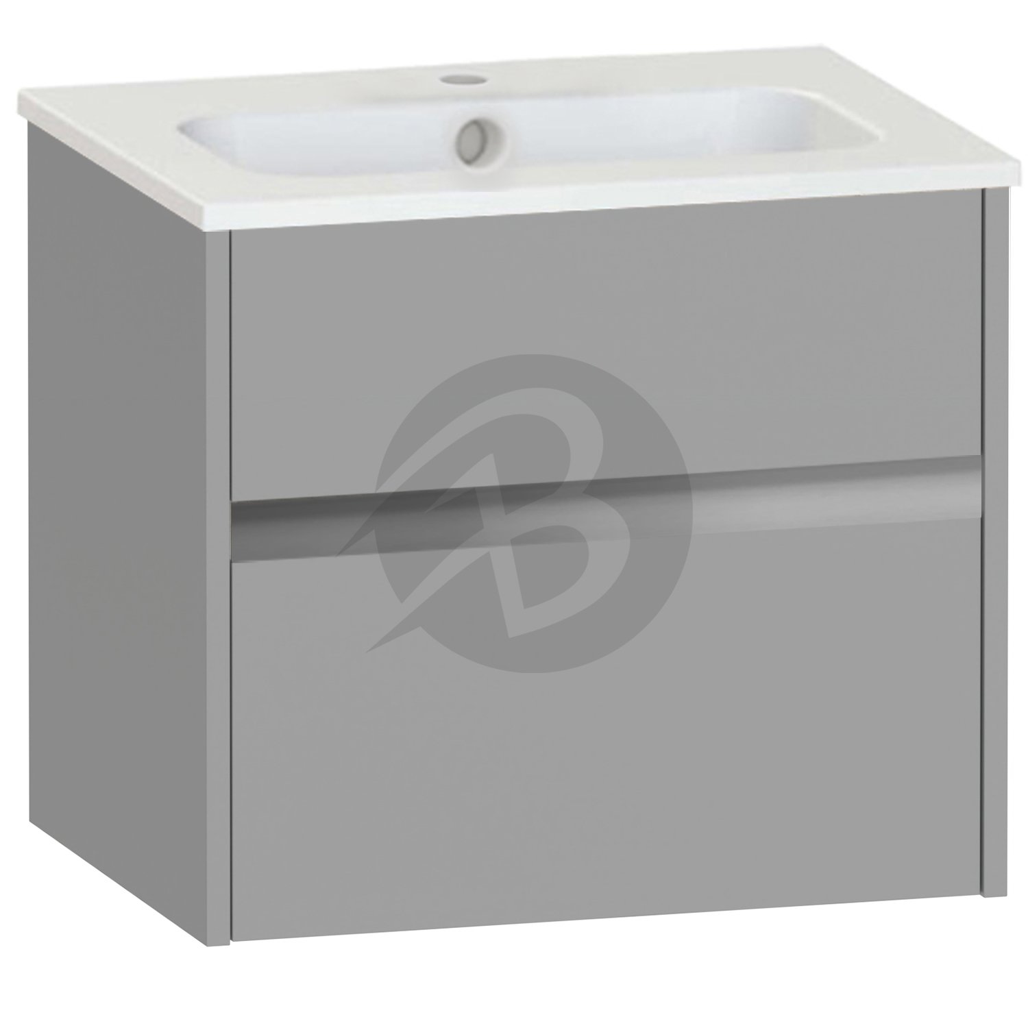 Calypso Bowland 1 Drawer Wall Hung Vanity Unit With Serrenti Basin – 600mm Wide – 1 TH - Slate Mist
