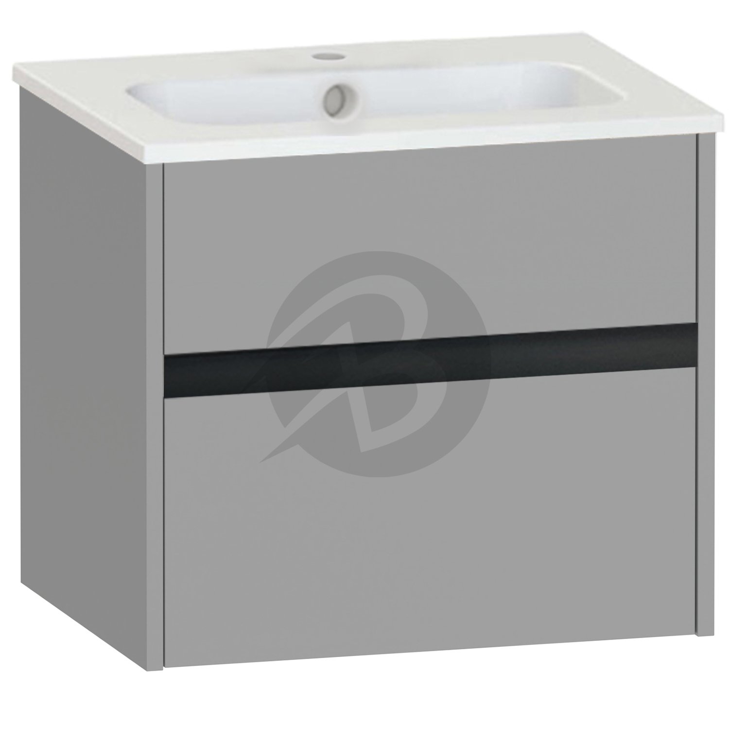 Calypso Bowland 1 Drawer Wall Hung Vanity Unit With Serrenti Basin – 600mm Wide – 1 TH - Slate Mist