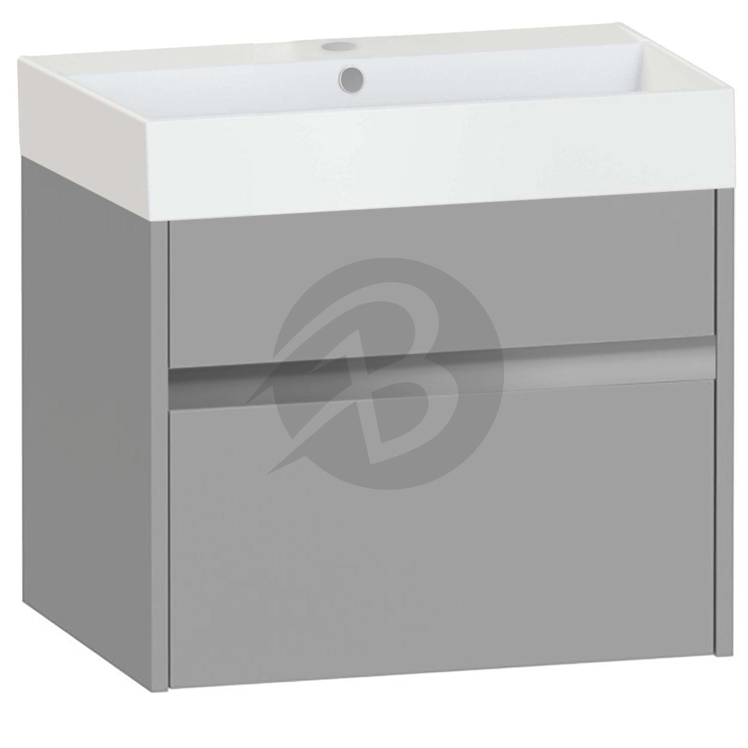Calypso Bowland 1 Drawer Wall Hung Vanity Unit With Memphis Basin – 600mm Wide – 1 TH - Slate Mist