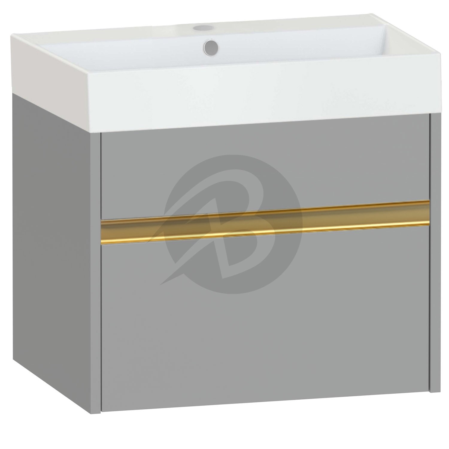 Calypso Bowland 1 Drawer Wall Hung Vanity Unit With Memphis Basin – 600mm Wide – 1 TH - Slate Mist
