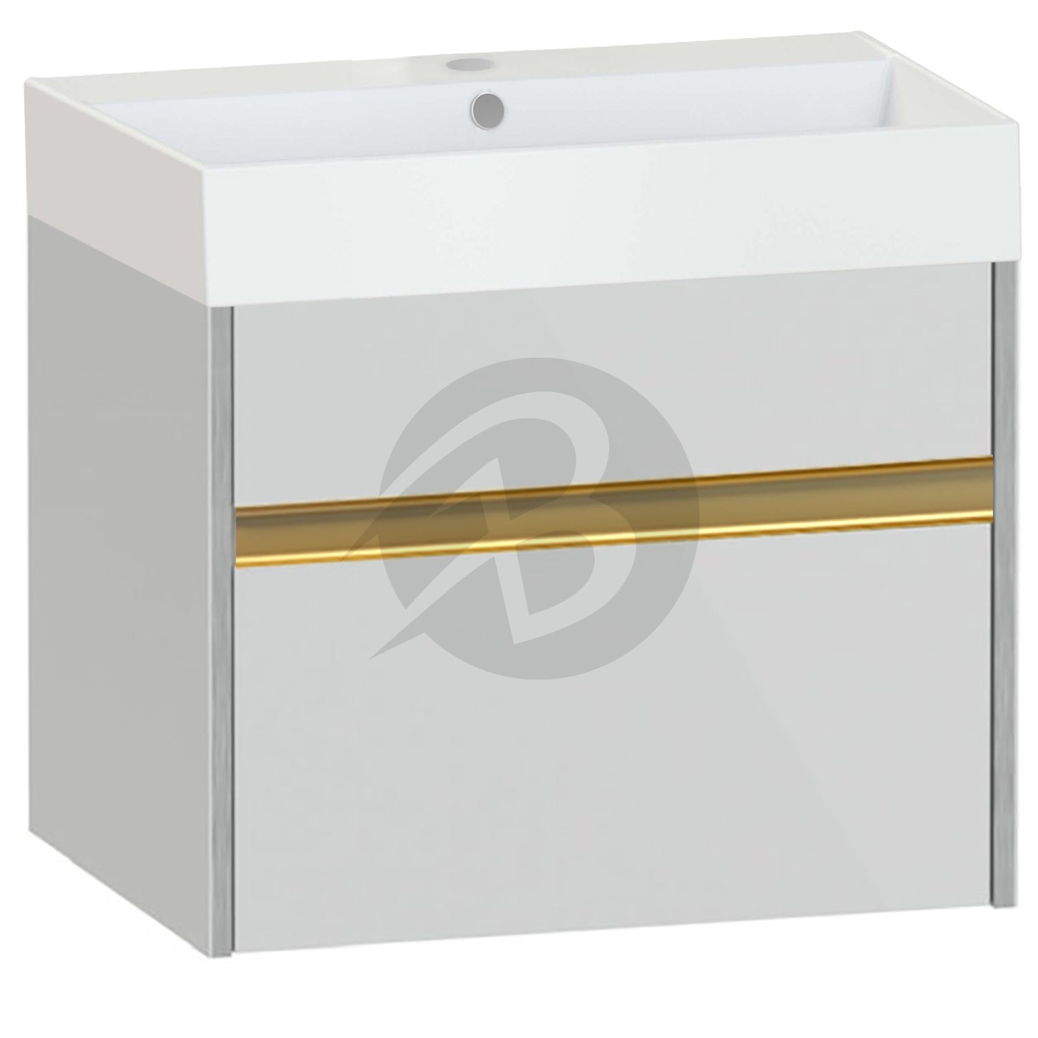 Calypso Bowland 1 Drawer Wall Hung Vanity Unit With Memphis Basin – 600mm Wide – 1 TH - Frost Grey