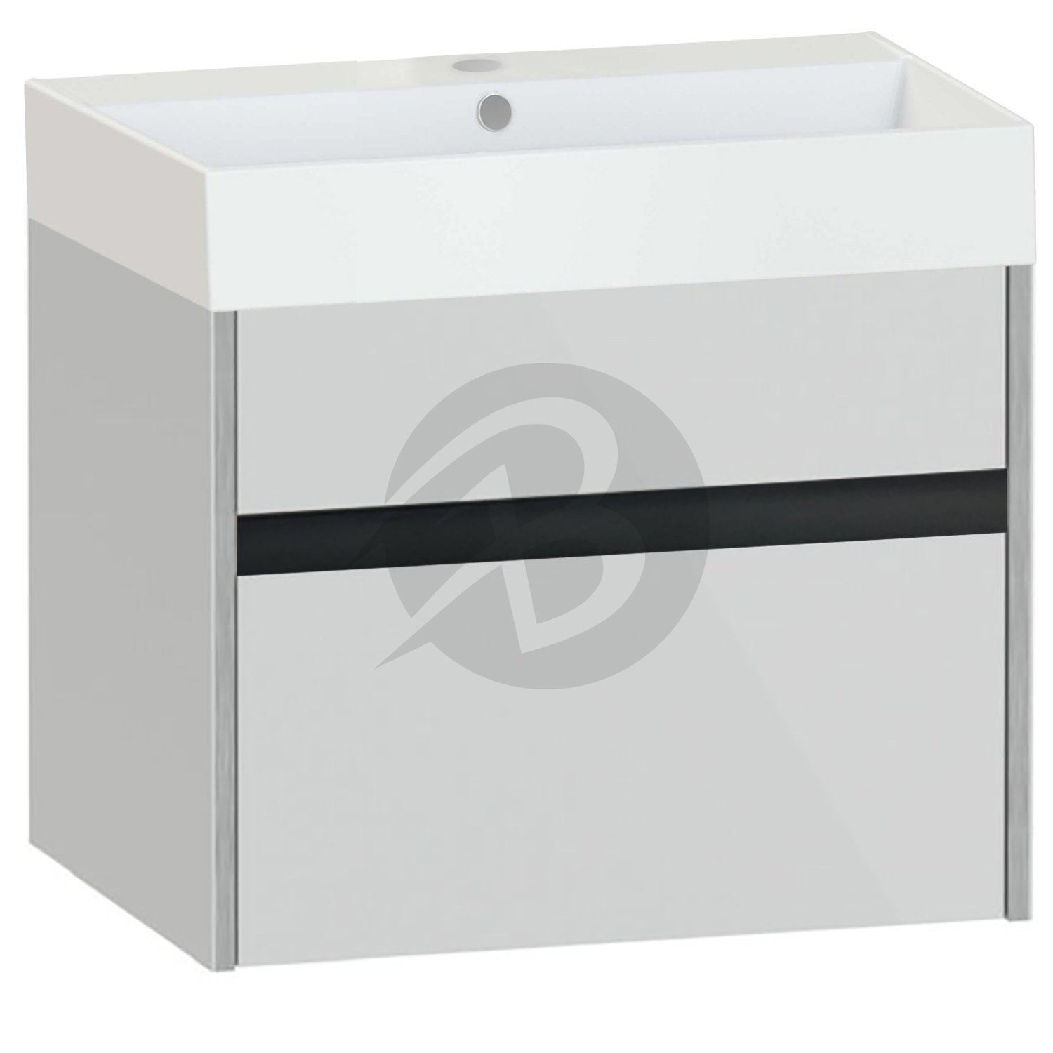 Calypso Bowland 1 Drawer Wall Hung Vanity Unit With Memphis Basin – 600mm Wide – 1 TH - Frost Grey