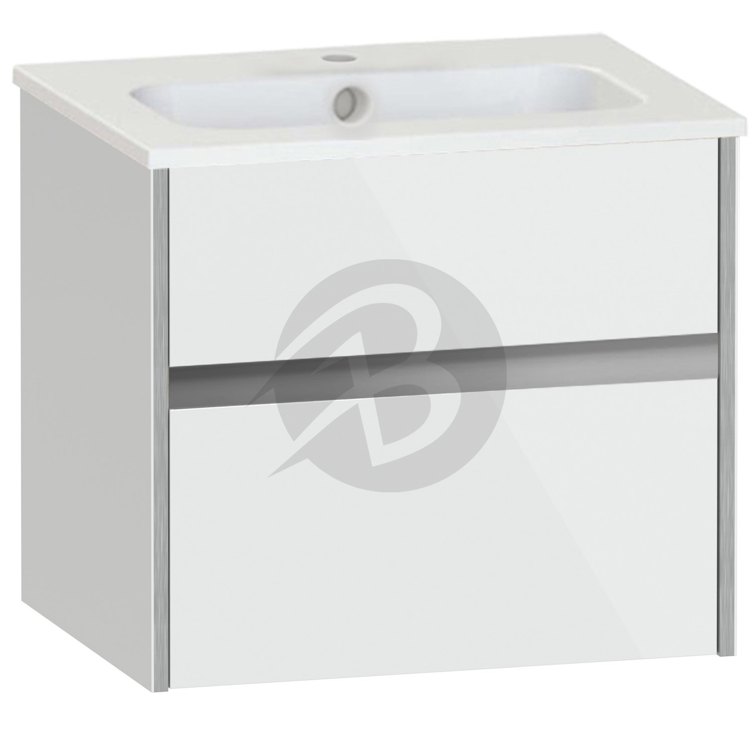 Calypso Bowland 1 Drawer Wall Hung Vanity Unit With Serrenti Basin – 600mm Wide – 1 TH - Frost White