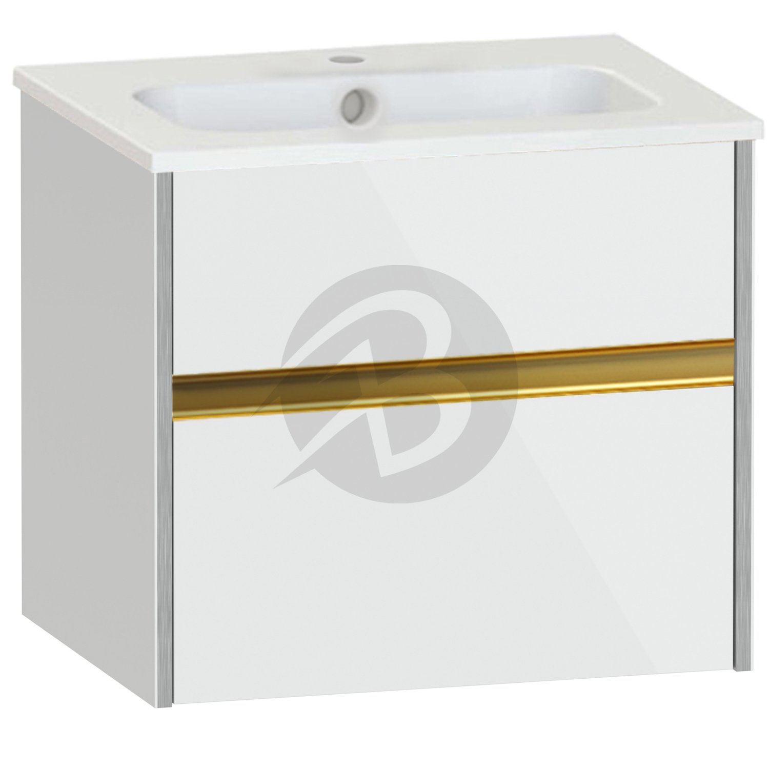 Calypso Bowland 1 Drawer Wall Hung Vanity Unit With Serrenti Basin – 600mm Wide – 1 TH - Frost White