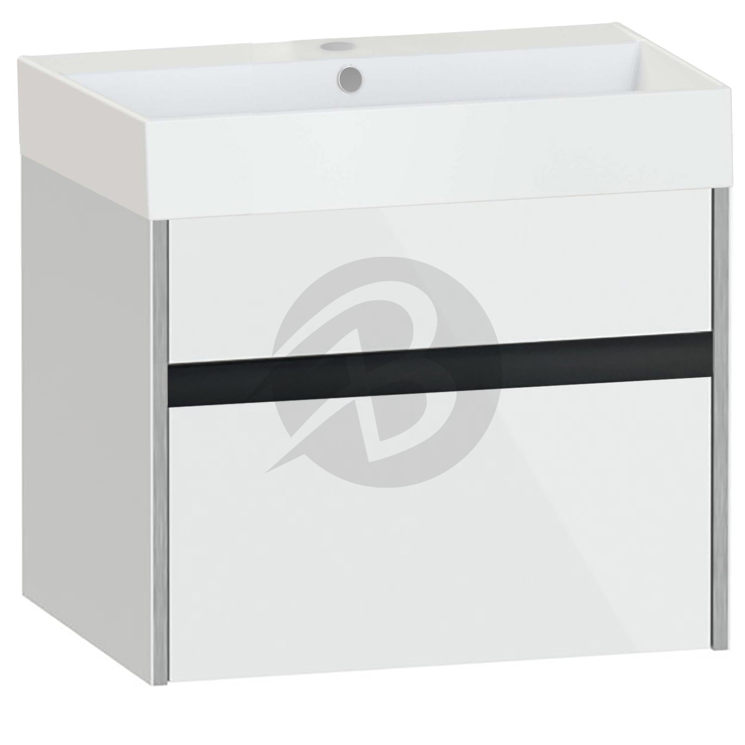 Calypso Bowland 1 Drawer Wall Hung Vanity Unit With Memphis Basin – 600mm Wide – 1 TH - Frost White