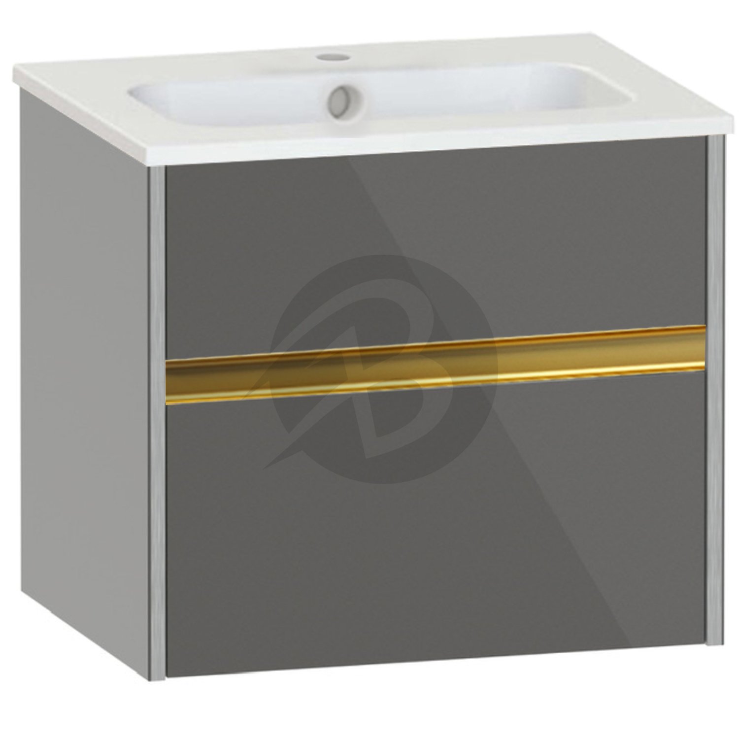 Calypso Bowland 1 Drawer Wall Hung Vanity Unit With Serrenti Basin – 600mm Wide – 1 TH - Metallic Slate