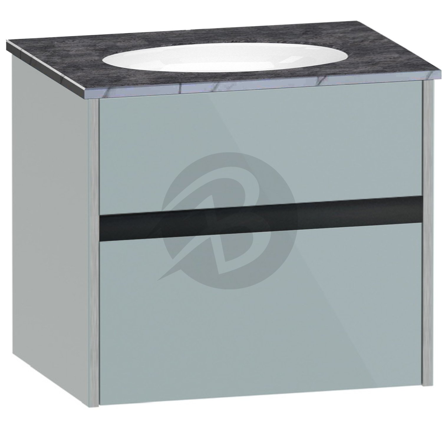 Calypso Bowland 1 Drawer Wall Hung Vanity Unit With Calypstone Aura Storm Grey Basin – 600mm Wide – No TH - Sea Breeze