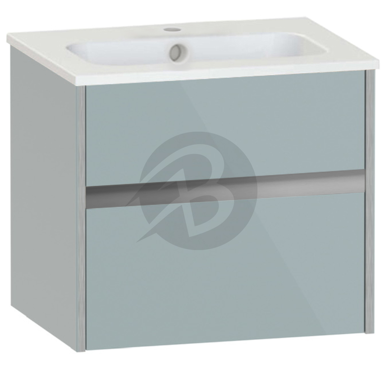 Calypso Bowland 1 Drawer Wall Hung Vanity Unit With Serrenti Basin – 600mm Wide – 1 TH - Sea Breeze