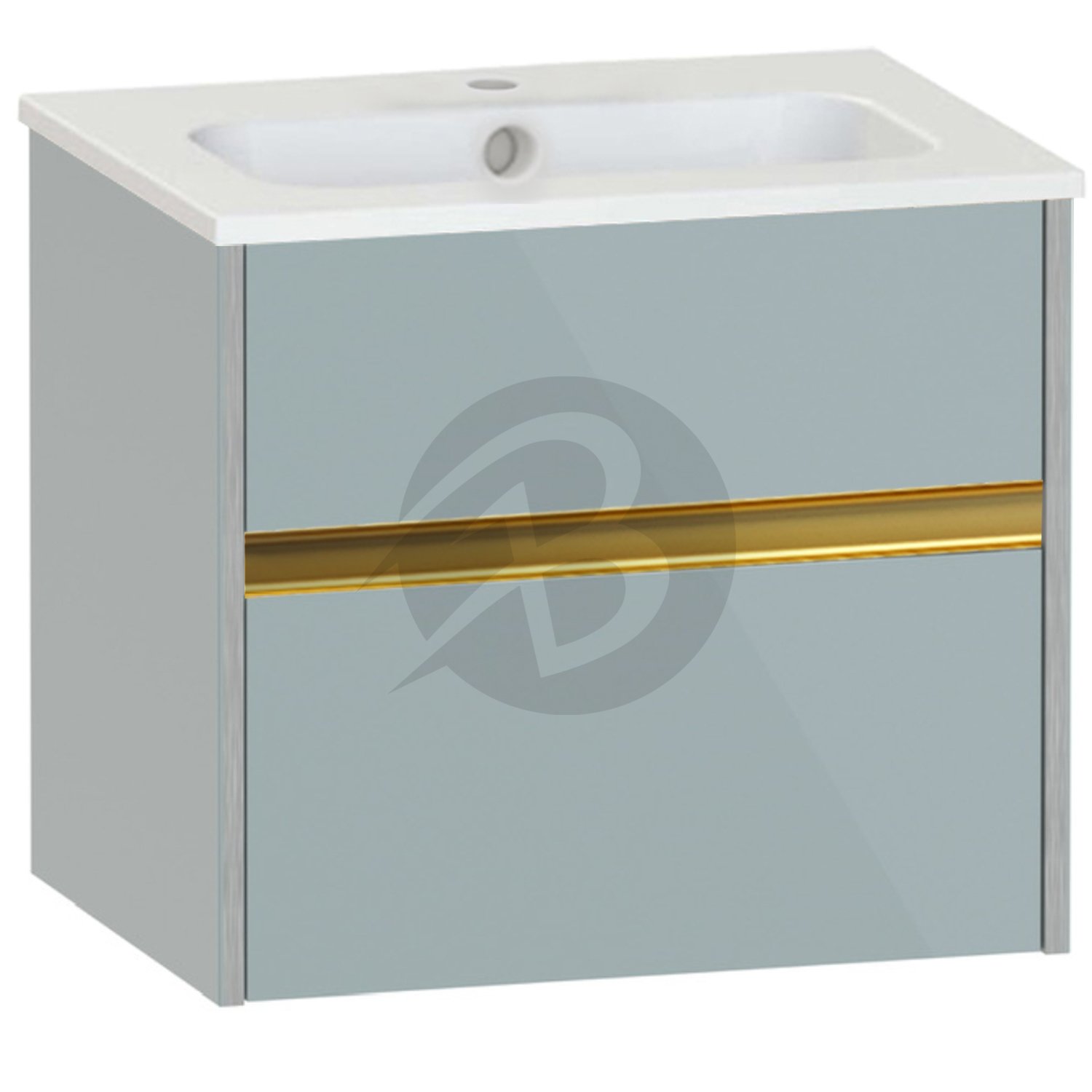 Calypso Bowland 1 Drawer Wall Hung Vanity Unit With Serrenti Basin – 600mm Wide – 1 TH - Sea Breeze