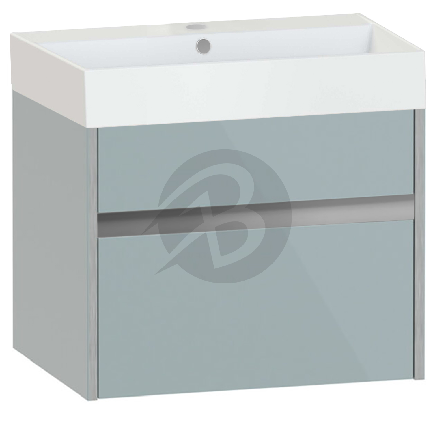 Calypso Bowland 1 Drawer Wall Hung Vanity Unit With Memphis Basin – 600mm Wide – 1 TH - Sea Breeze
