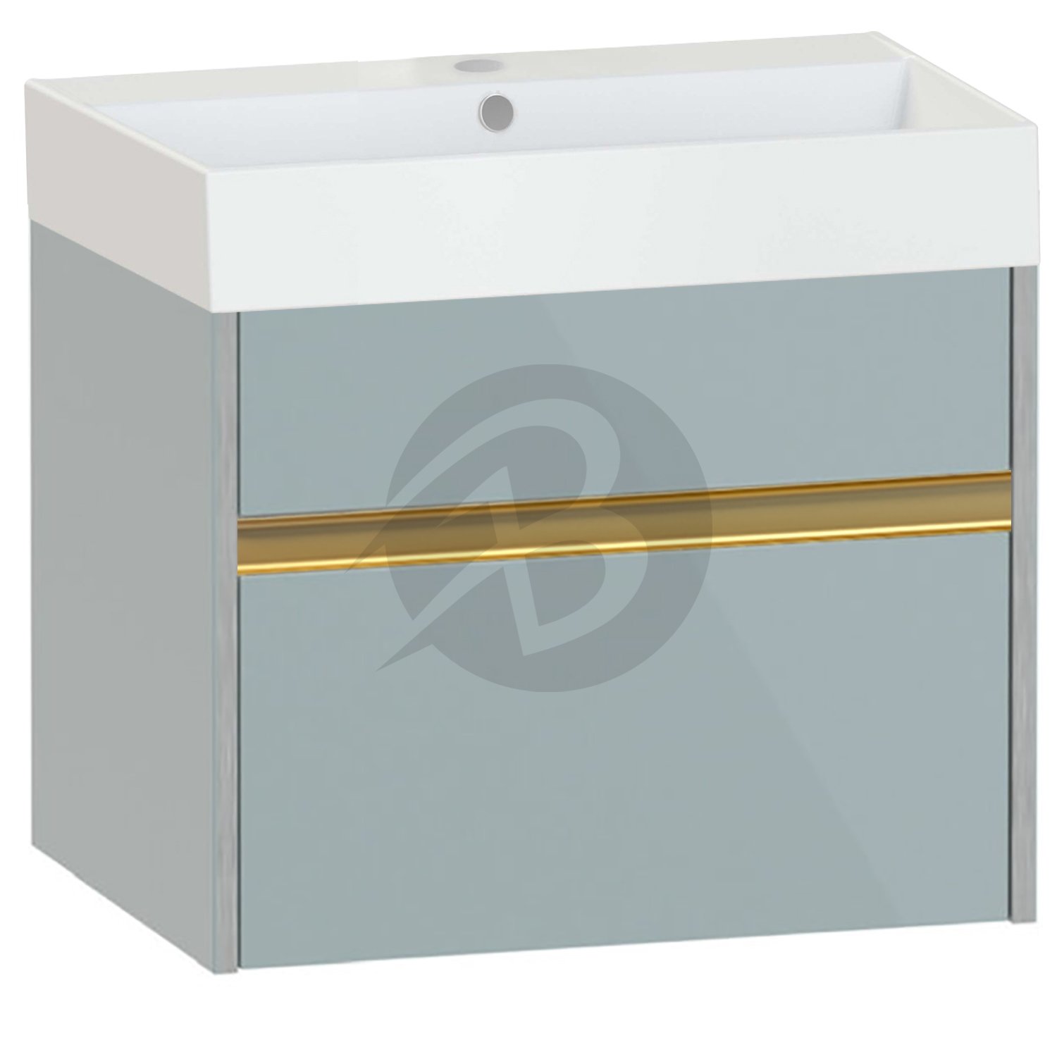 Calypso Bowland 1 Drawer Wall Hung Vanity Unit With Memphis Basin – 600mm Wide – 1 TH - Sea Breeze