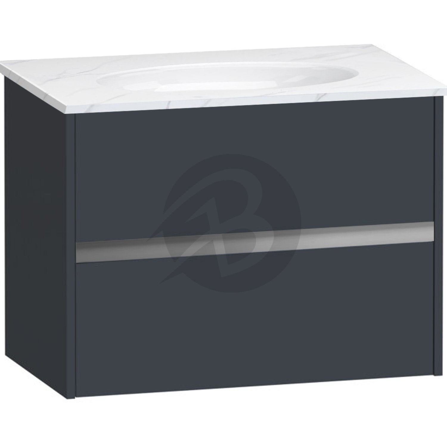 Calypso Bowland 2 Drawer Wall Hung Vanity Unit With Calypstone Aura Cirrus White Basin – 800mm Wide – No TH - Blueberry