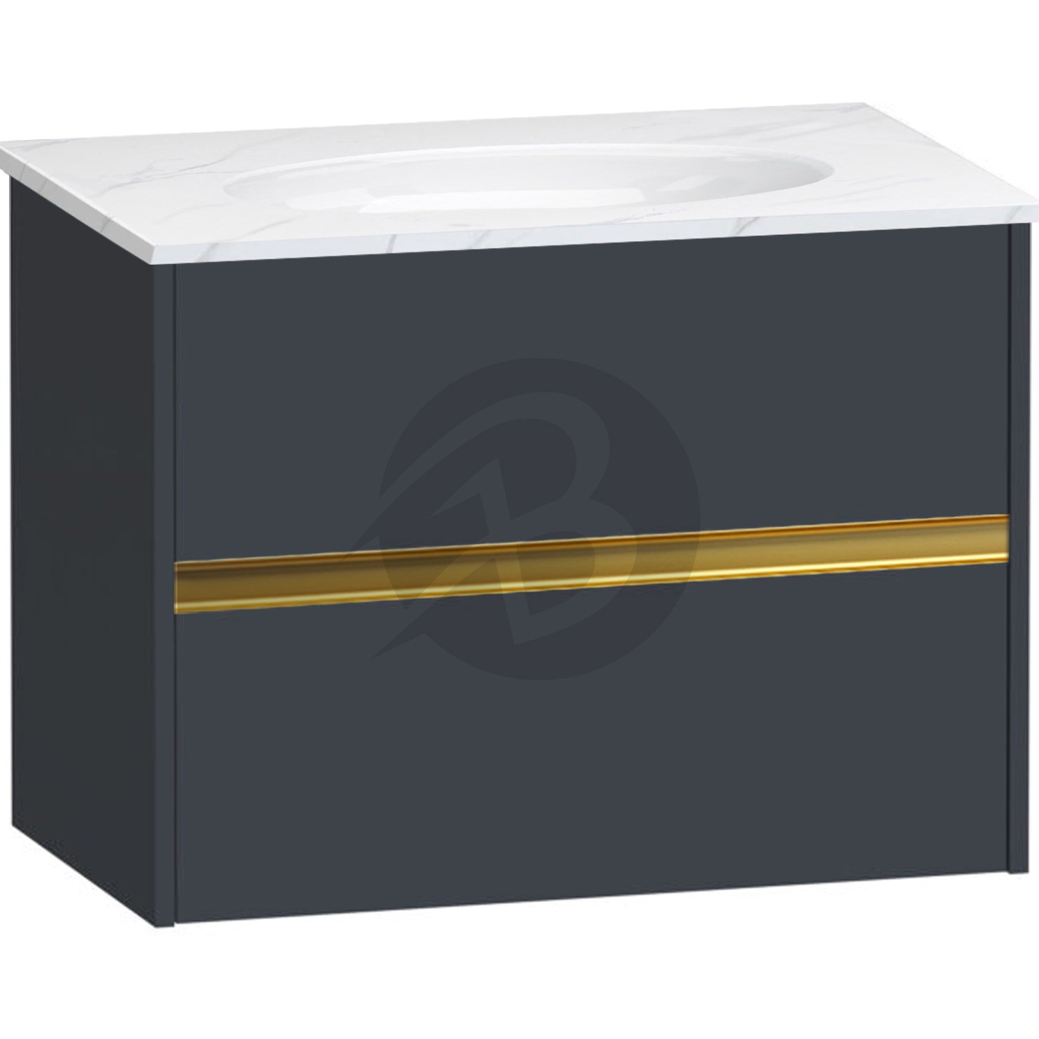 Calypso Bowland 2 Drawer Wall Hung Vanity Unit With Calypstone Aura Cirrus White Basin – 800mm Wide – No TH - Blueberry