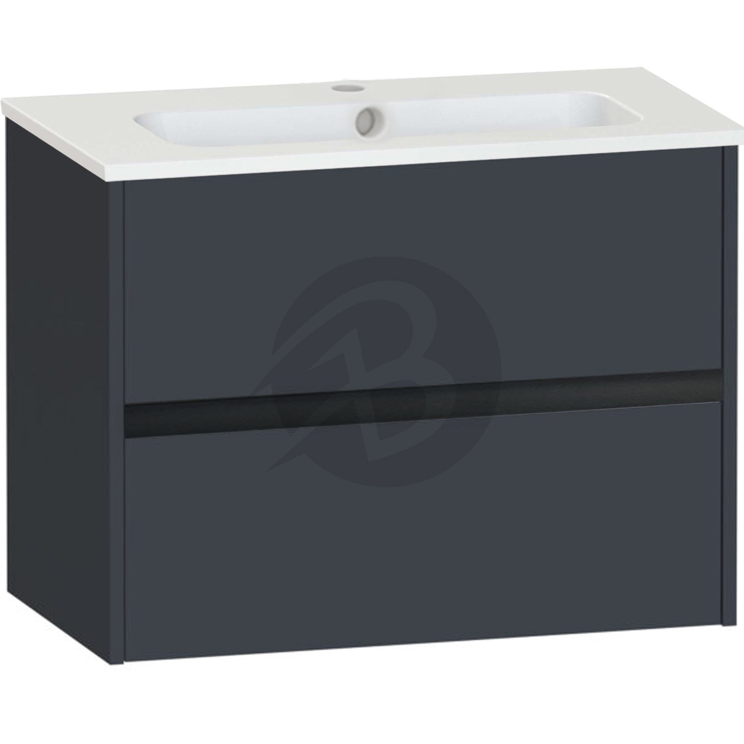 Calypso Bowland 2 Drawer Wall Hung Vanity Unit With Serrenti  Basin – 800mm Wide – 1 TH - Blueberry