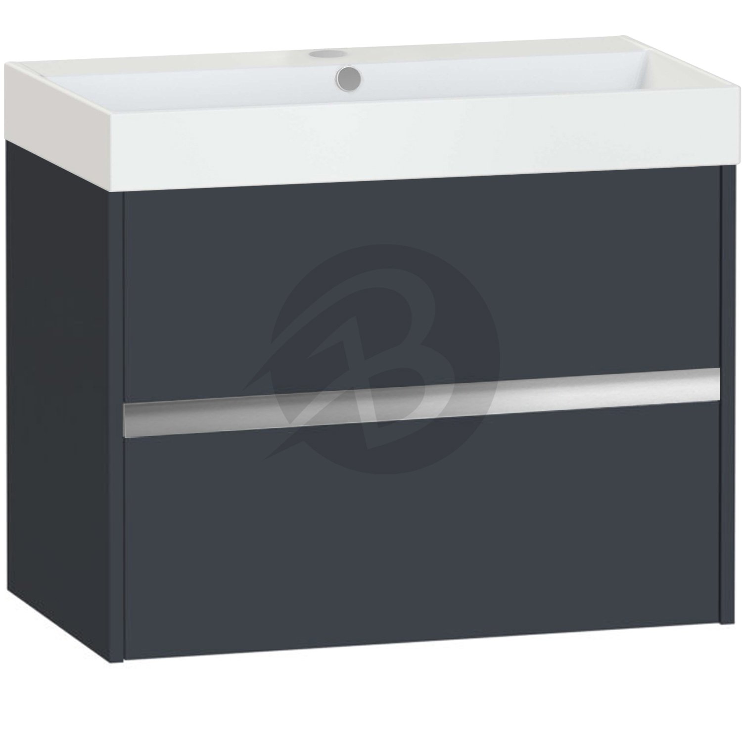 Calypso Bowland 2 Drawer Wall Hung Vanity Unit With Memphis Basin – 800mm Wide – 1 TH - Blueberry