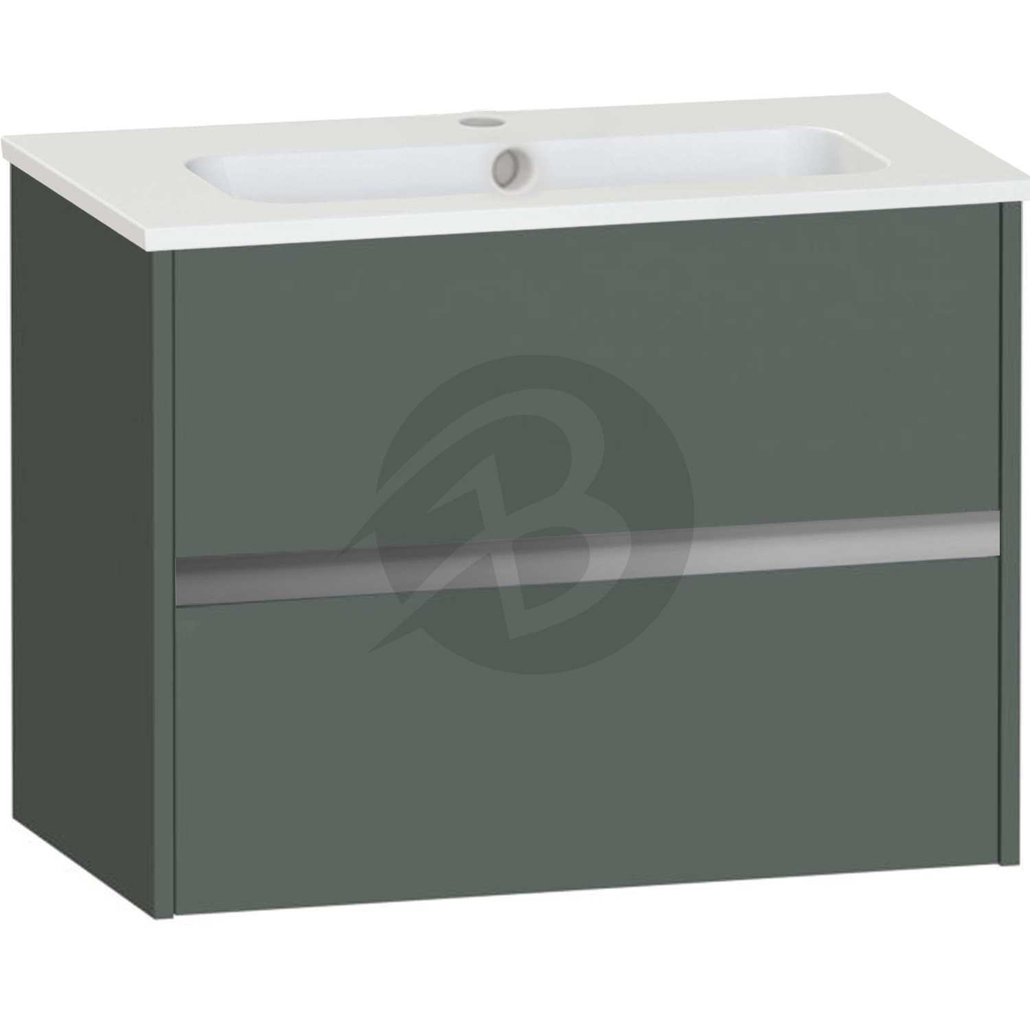 Calypso Bowland 2 Drawer Wall Hung Vanity Unit With Serrenti  Basin – 800mm Wide – 1 TH - Hunter Green