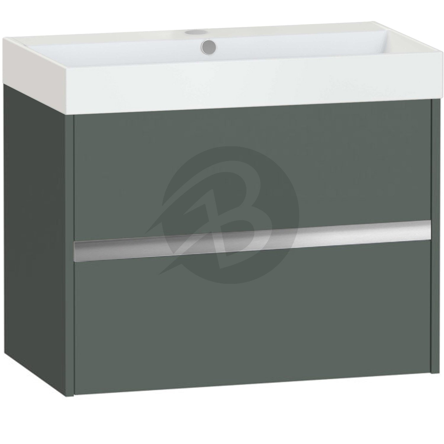 Calypso Bowland 2 Drawer Wall Hung Vanity Unit With Memphis Basin – 800mm Wide – 1 TH - Hunter Green