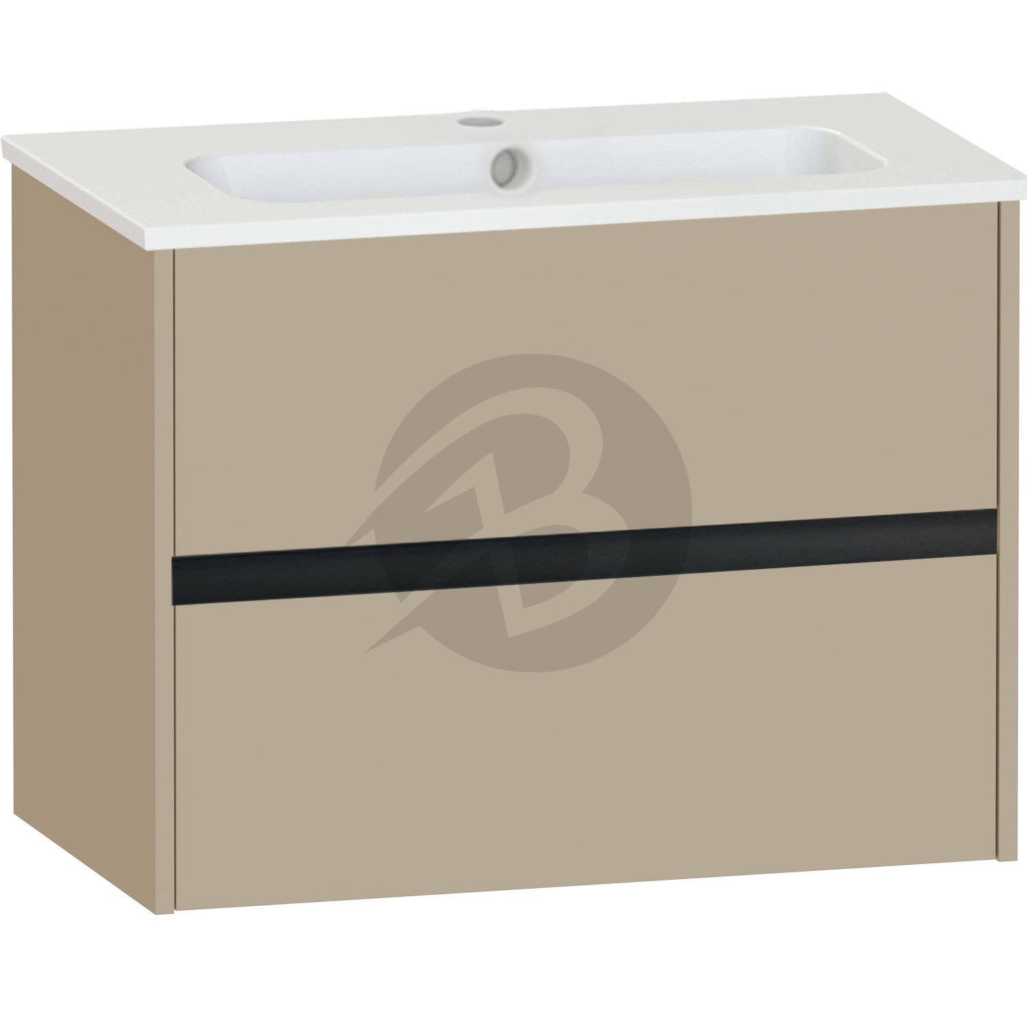 Calypso Bowland 2 Drawer Wall Hung Vanity Unit With Serrenti  Basin – 800mm Wide – 1 TH - Champagne