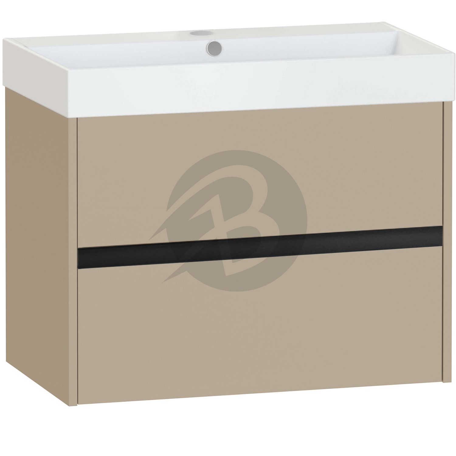 Calypso Bowland 2 Drawer Wall Hung Vanity Unit With Memphis Basin – 800mm Wide – 1 TH - Champagne
