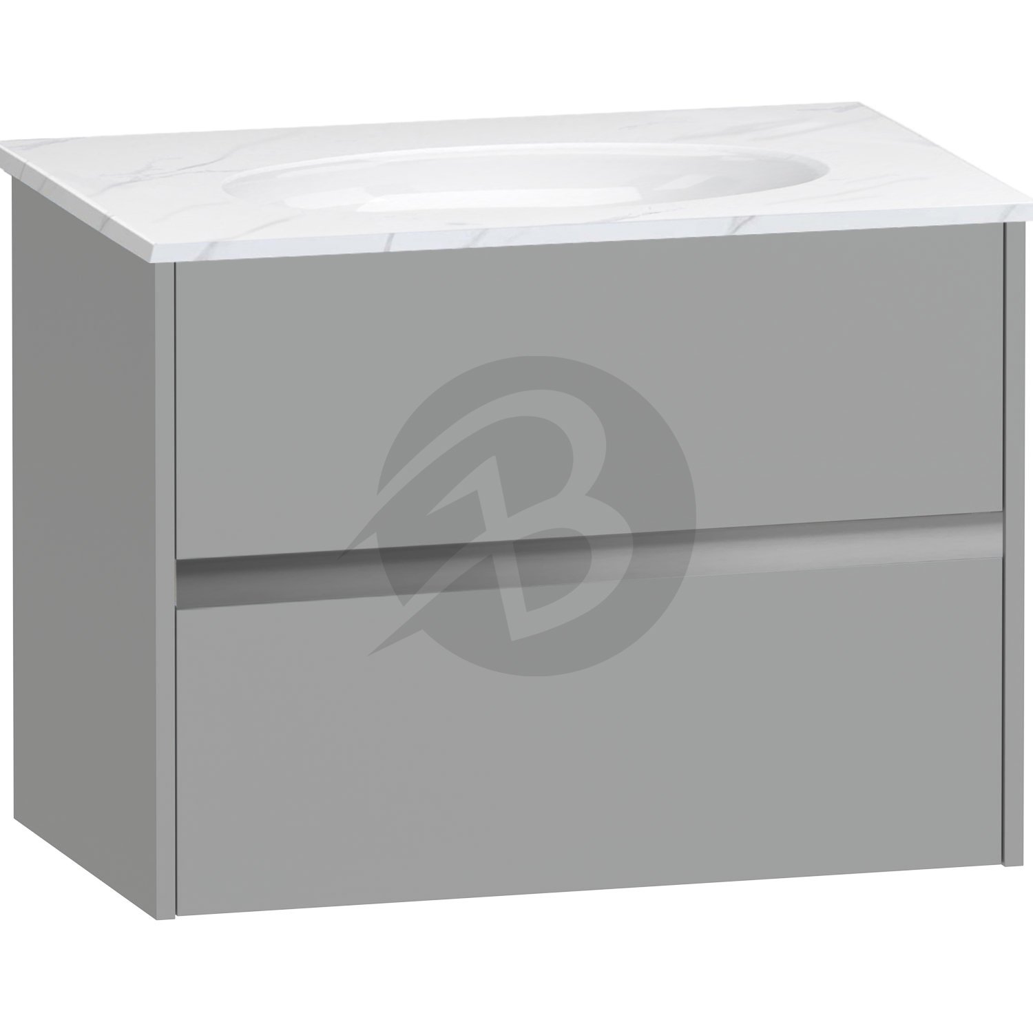 Calypso Bowland 2 Drawer Wall Hung Vanity Unit With Calypstone Aura Cirrus White Basin – 800mm Wide – No TH - Slate Mist