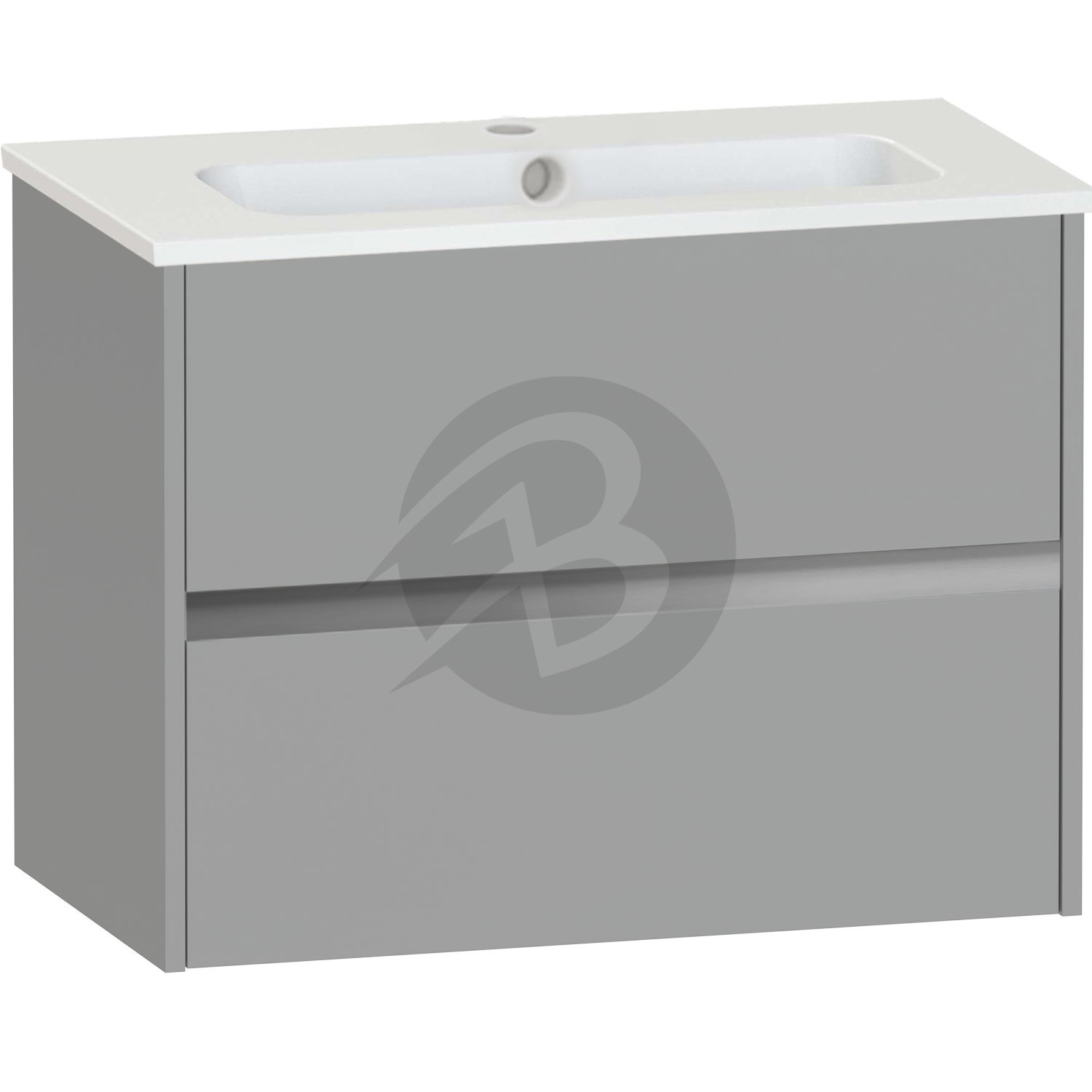 Calypso Bowland 2 Drawer Wall Hung Vanity Unit With Serrenti  Basin – 800mm Wide – 1 TH - Slate Mist