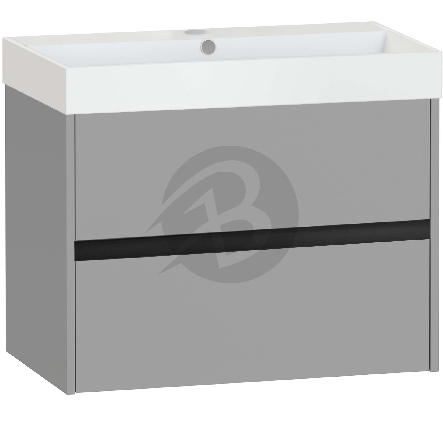 Calypso Bowland 2 Drawer Wall Hung Vanity Unit With Memphis Basin – 800mm Wide – 1 TH - Slate Mist