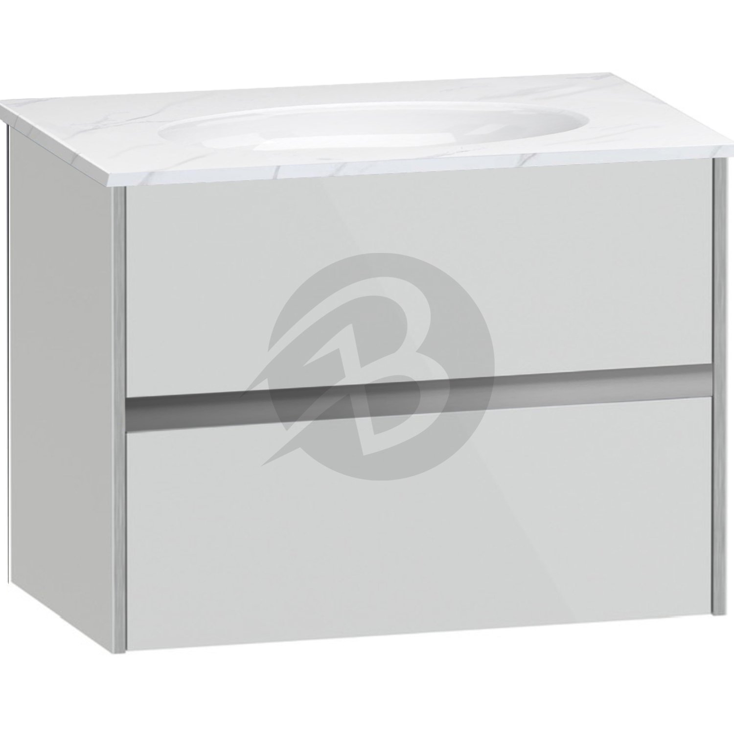 Calypso Bowland 2 Drawer Wall Hung Vanity Unit With Calypstone Aura Cirrus White Basin – 800mm Wide – No TH - Frost Grey