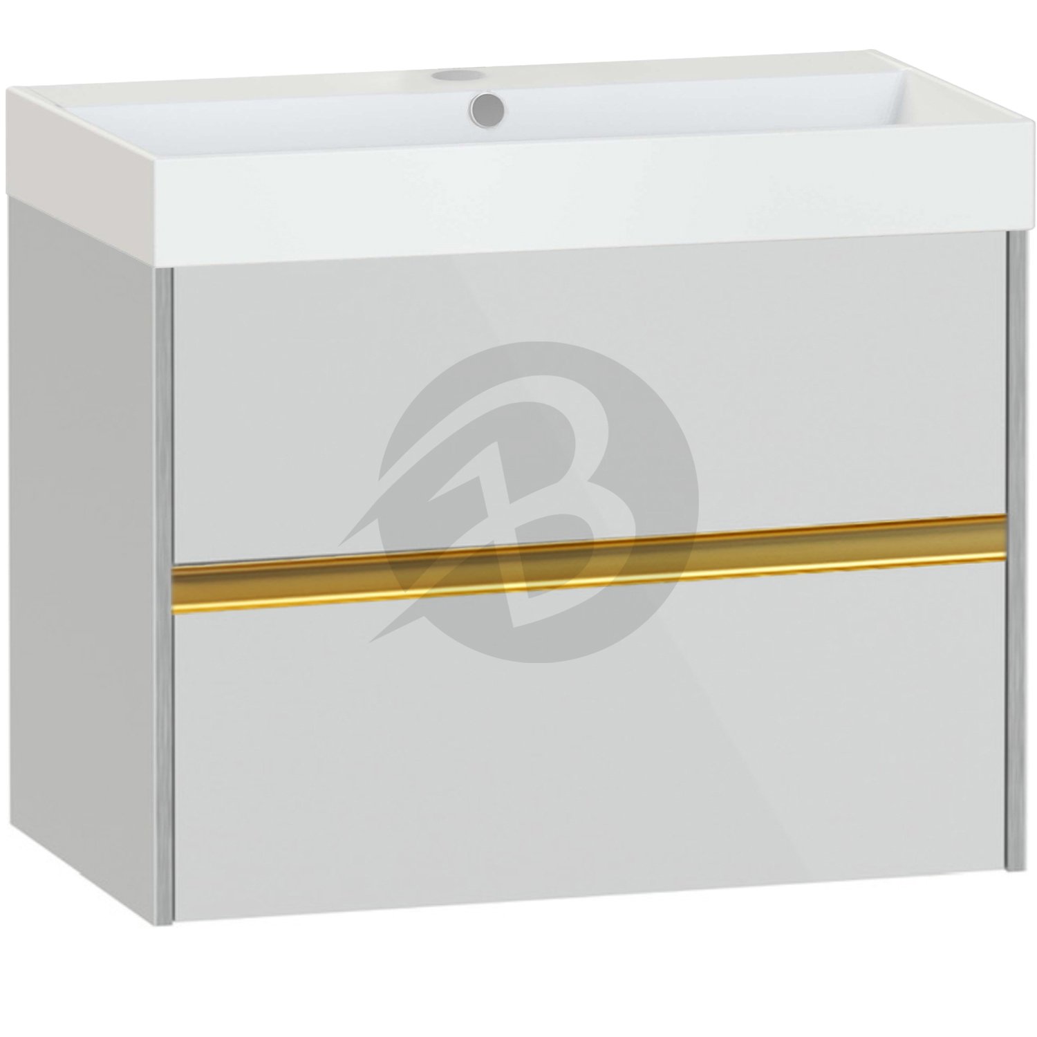 Calypso Bowland 2 Drawer Wall Hung Vanity Unit With Memphis Basin – 800mm Wide – 1 TH - Frost Grey