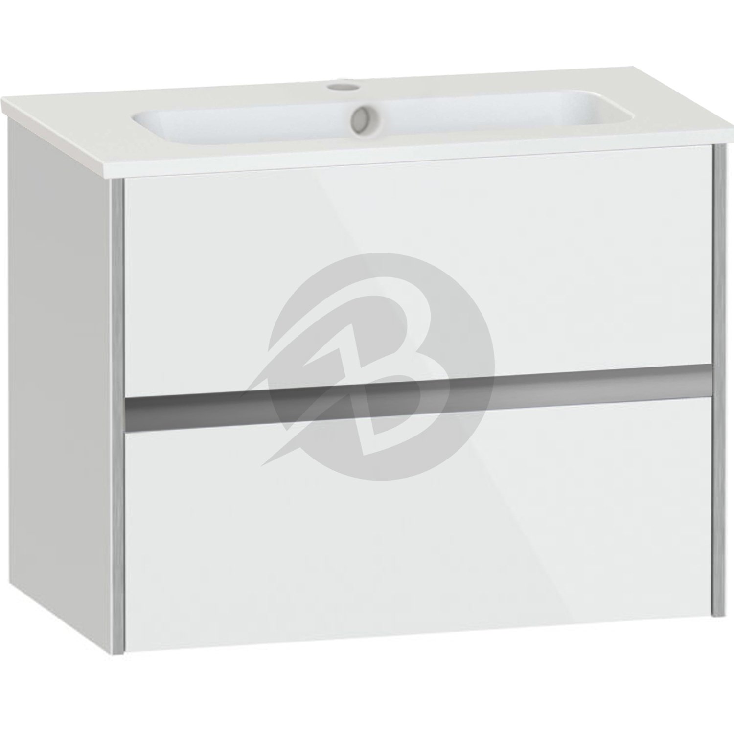 Calypso Bowland 2 Drawer Wall Hung Vanity Unit With Serrenti  Basin – 800mm Wide – 1 TH - Frost White