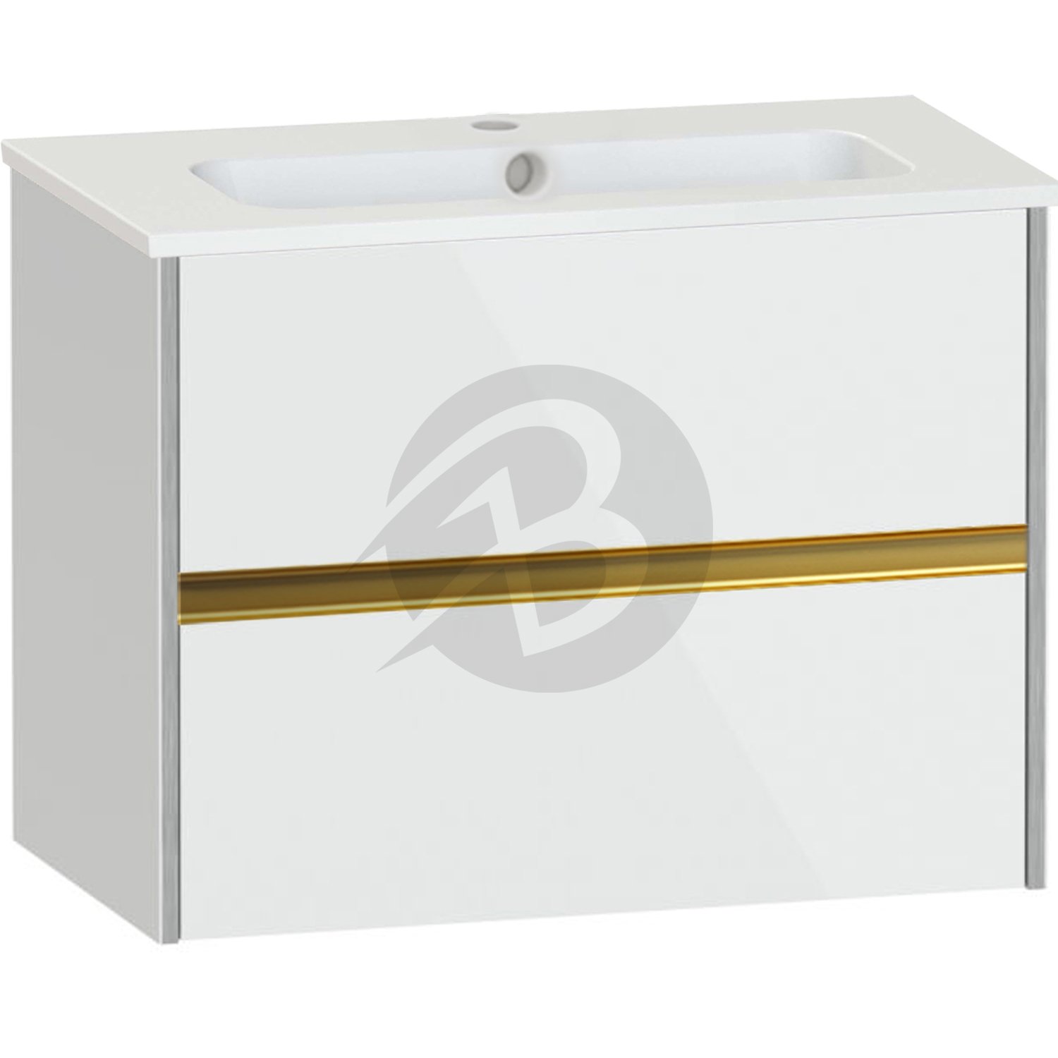 Calypso Bowland 2 Drawer Wall Hung Vanity Unit With Serrenti  Basin – 800mm Wide – 1 TH - Frost White