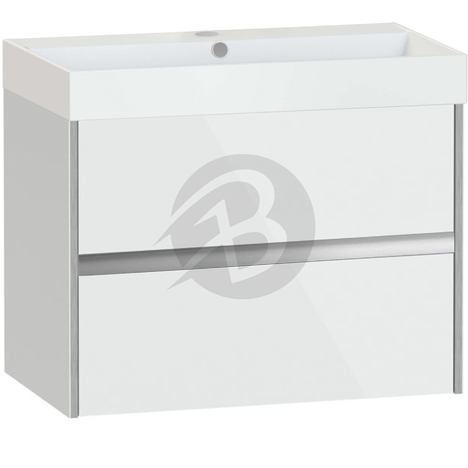 Calypso Bowland 2 Drawer Wall Hung Vanity Unit With Memphis Basin – 800mm Wide – 1 TH - Frost White