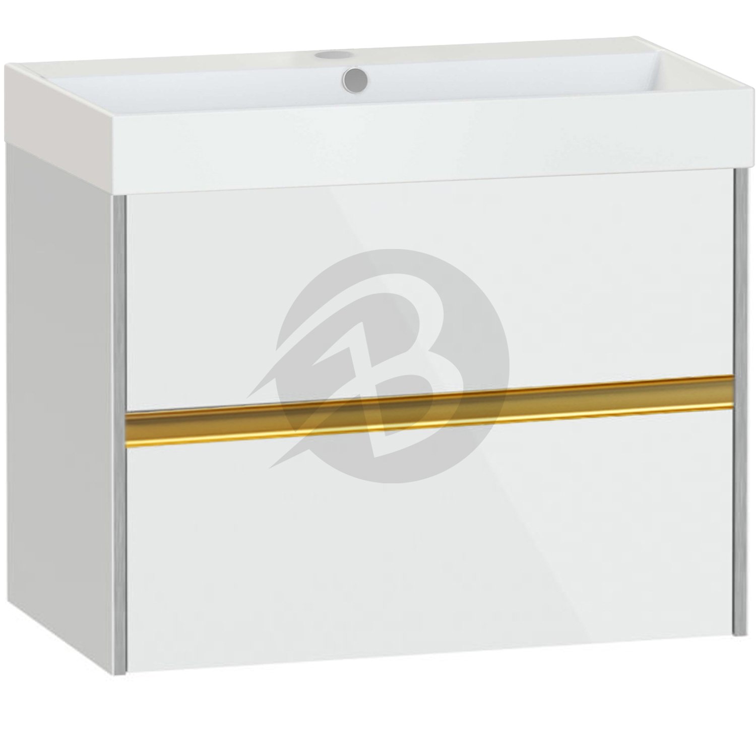 Calypso Bowland 2 Drawer Wall Hung Vanity Unit With Memphis Basin – 800mm Wide – 1 TH - Frost White