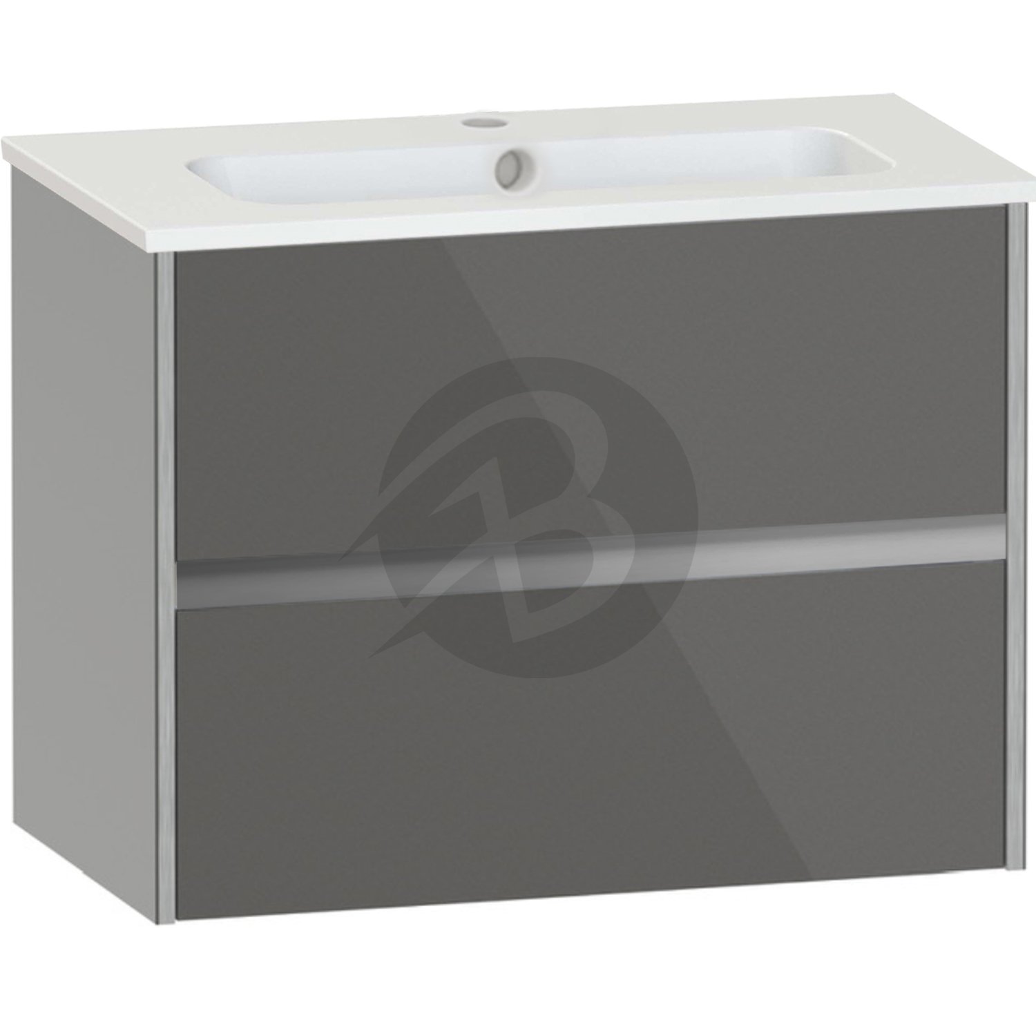 Calypso Bowland 2 Drawer Wall Hung Vanity Unit With Serrenti  Basin – 800mm Wide – 1 TH - Metallic Slate