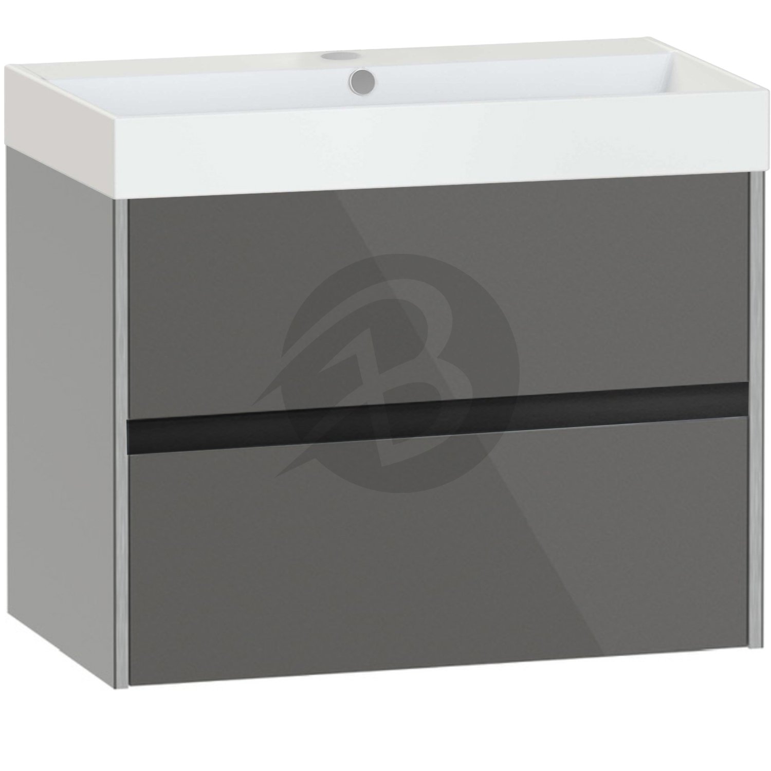 Calypso Bowland 2 Drawer Wall Hung Vanity Unit With Memphis Basin – 800mm Wide – 1 TH - Metallic Slate