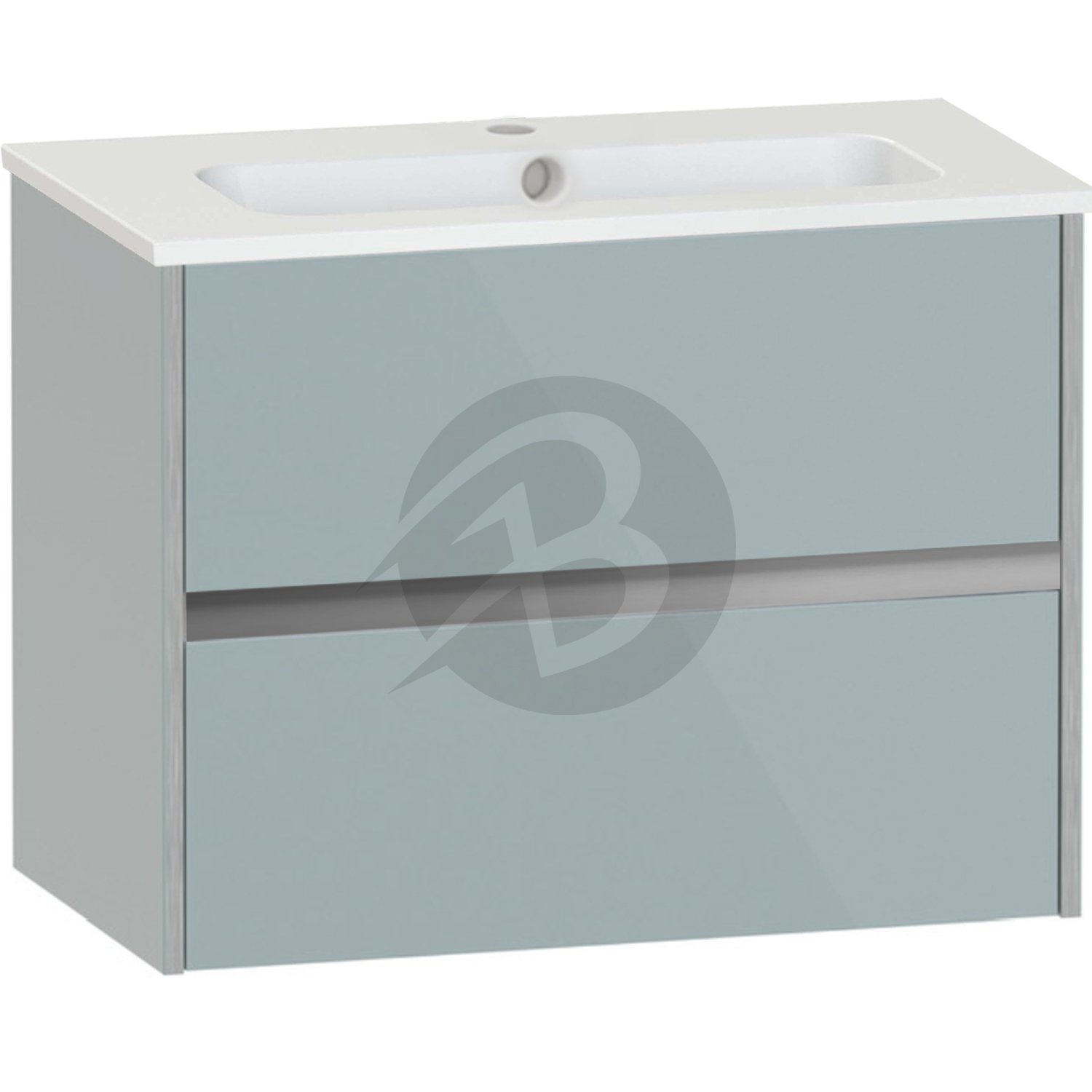 Calypso Bowland 2 Drawer Wall Hung Vanity Unit With Serrenti  Basin – 800mm Wide – 1 TH - Sea Breeze