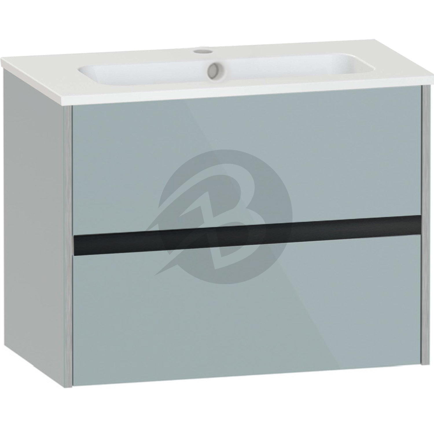 Calypso Bowland 2 Drawer Wall Hung Vanity Unit With Serrenti  Basin – 800mm Wide – 1 TH - Sea Breeze