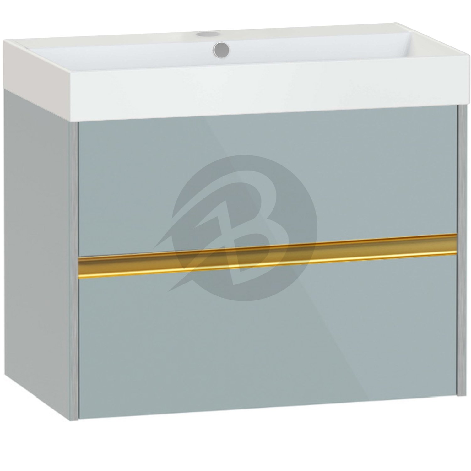 Calypso Bowland 2 Drawer Wall Hung Vanity Unit With Memphis Basin – 800mm Wide – 1 TH - Sea Breeze