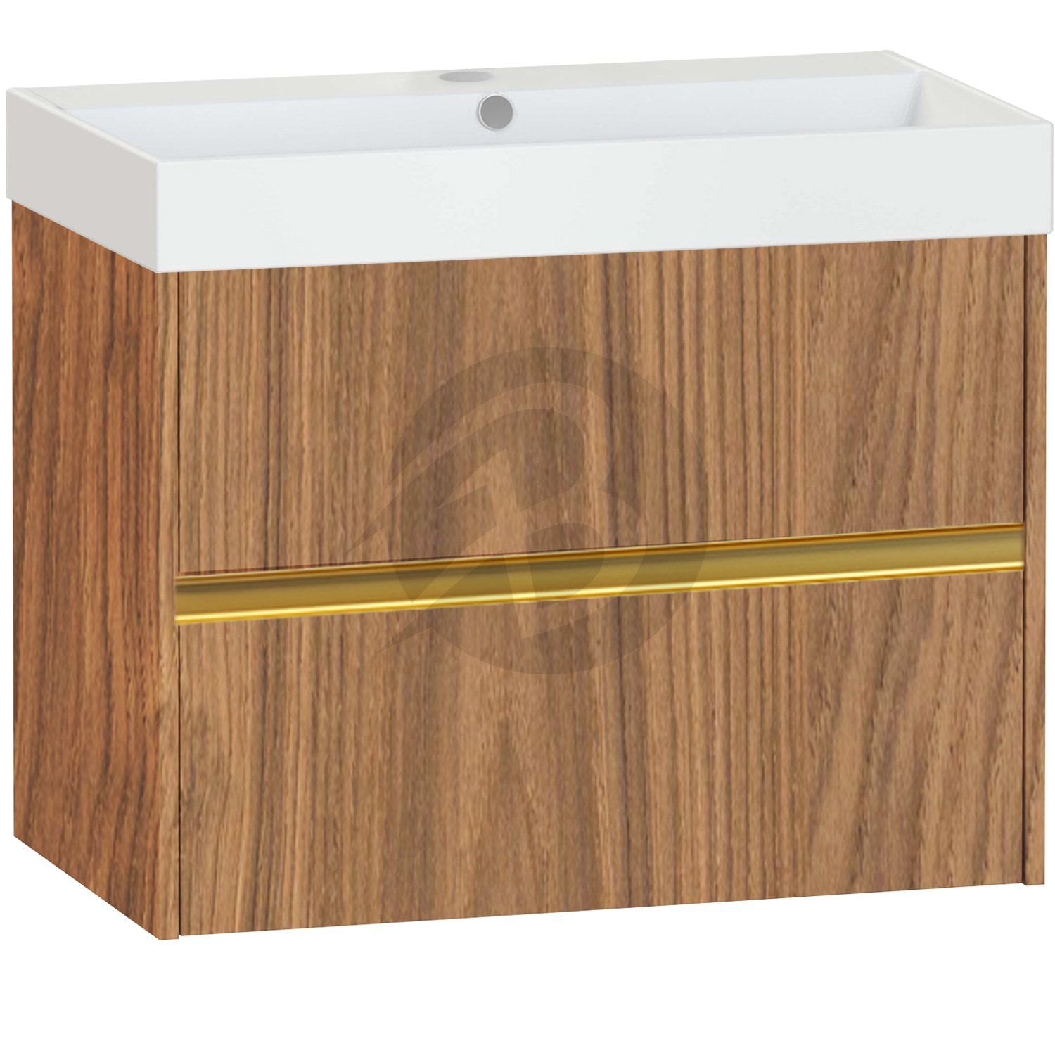Calypso Bowland 2 Drawer Wall Hung Vanity Unit With Memphis Basin – 800mm Wide – 1 TH - Weathered Oak