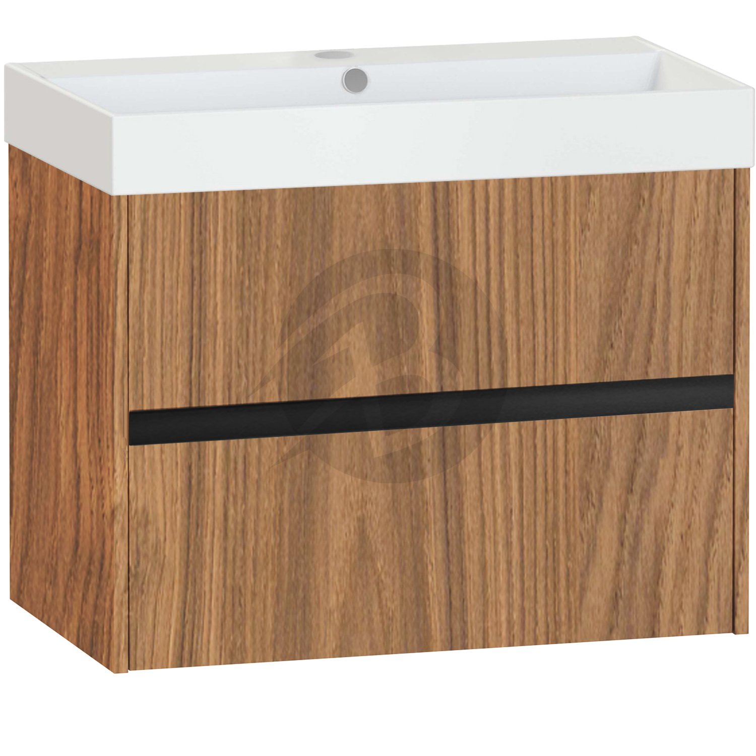 Calypso Bowland 2 Drawer Wall Hung Vanity Unit With Memphis Basin – 800mm Wide – 1 TH - Weathered Oak