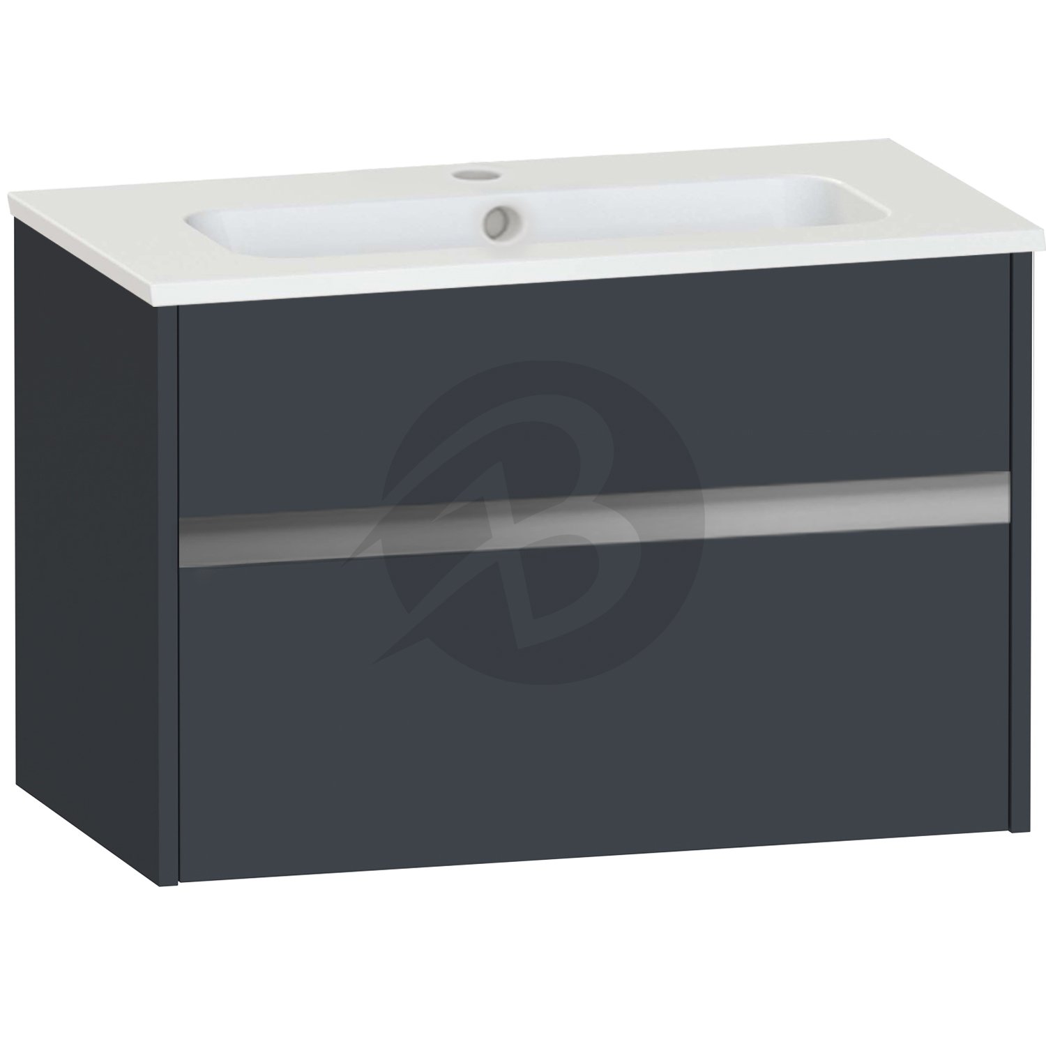 Calypso Bowland 1 Drawer Wall Hung Vanity Unit With Serrenti  Basin – 800mm Wide – 1 TH - Blueberry