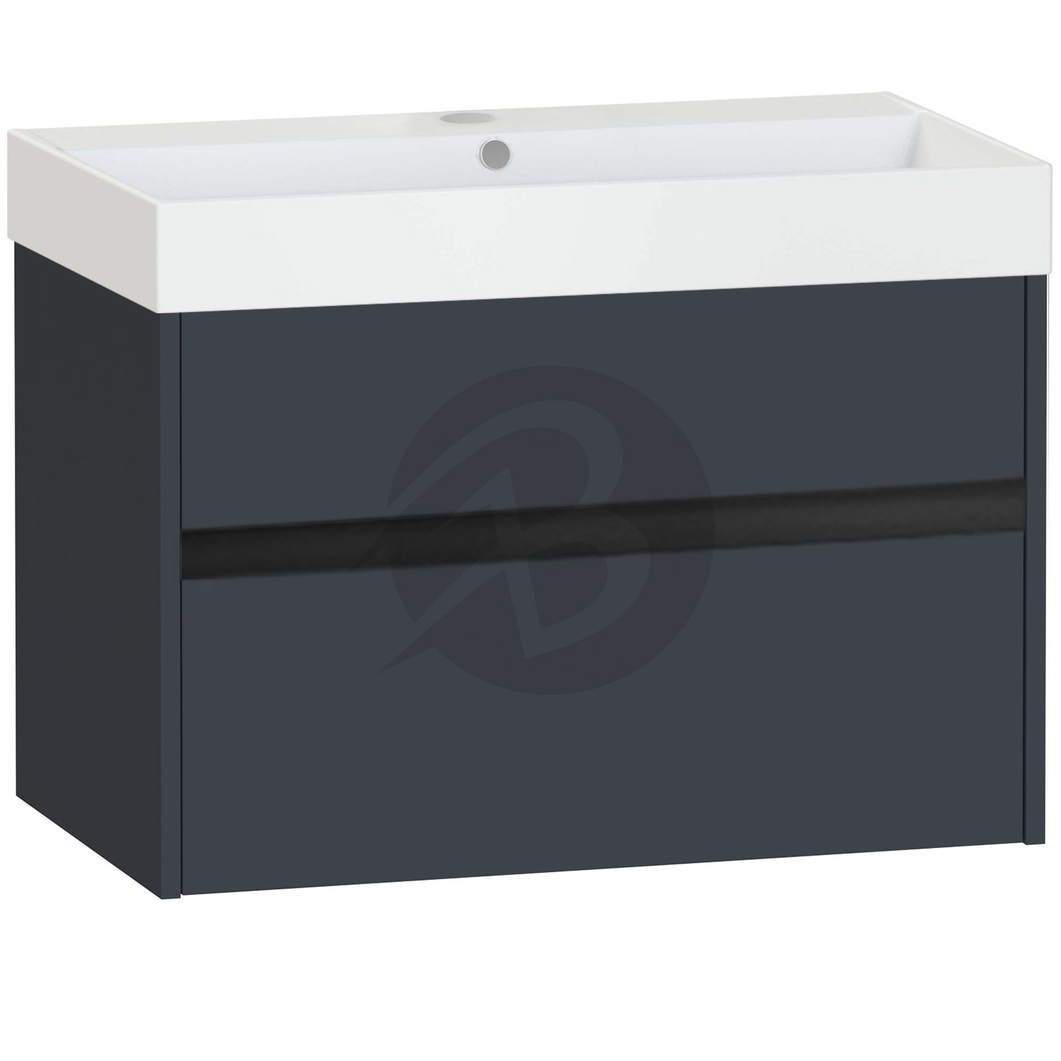 Calypso Bowland 1 Drawer Wall Hung Vanity Unit With Memphis Basin – 800mm Wide – 1 TH - Blueberry