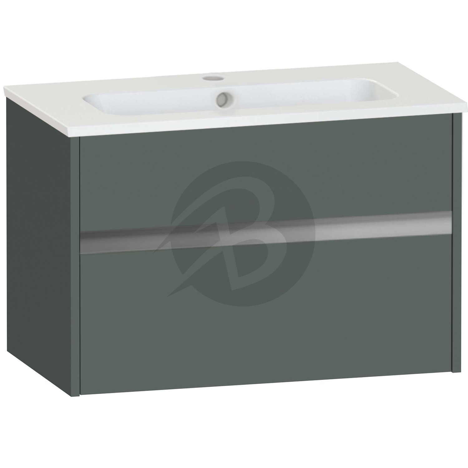 Calypso Bowland 1 Drawer Wall Hung Vanity Unit With Serrenti  Basin – 800mm Wide – 1 TH - Hunter Green