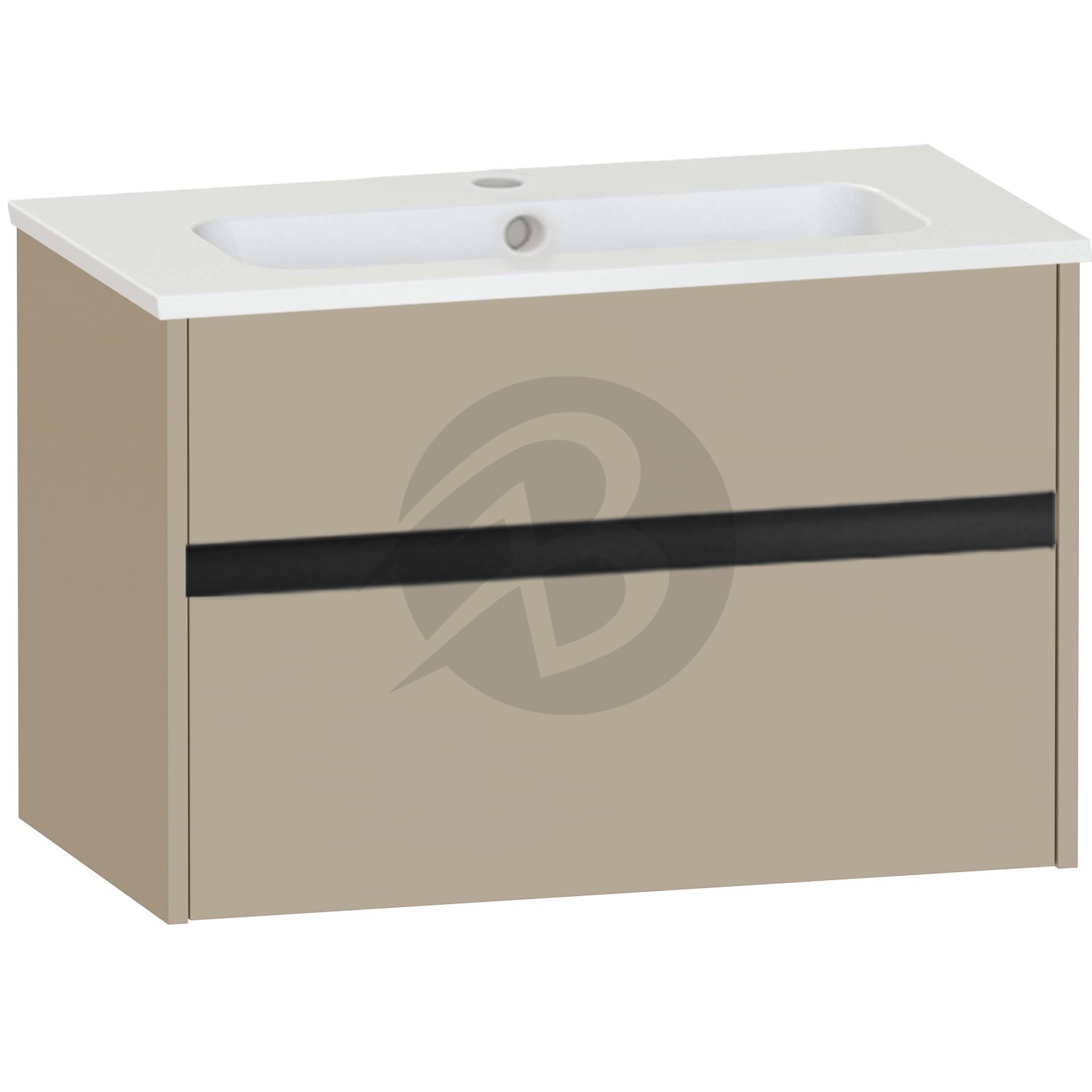 Calypso Bowland 1 Drawer Wall Hung Vanity Unit With Serrenti  Basin – 800mm Wide – 1 TH - Champagne