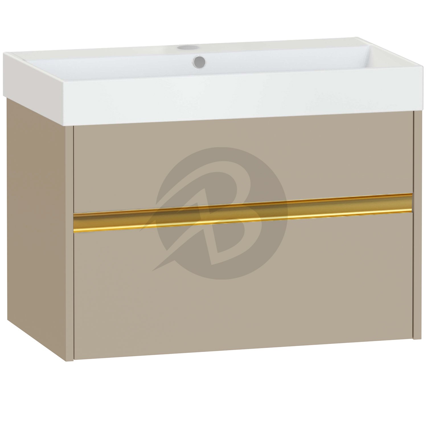 Calypso Bowland 1 Drawer Wall Hung Vanity Unit With Memphis Basin – 800mm Wide – 1 TH - Champagne