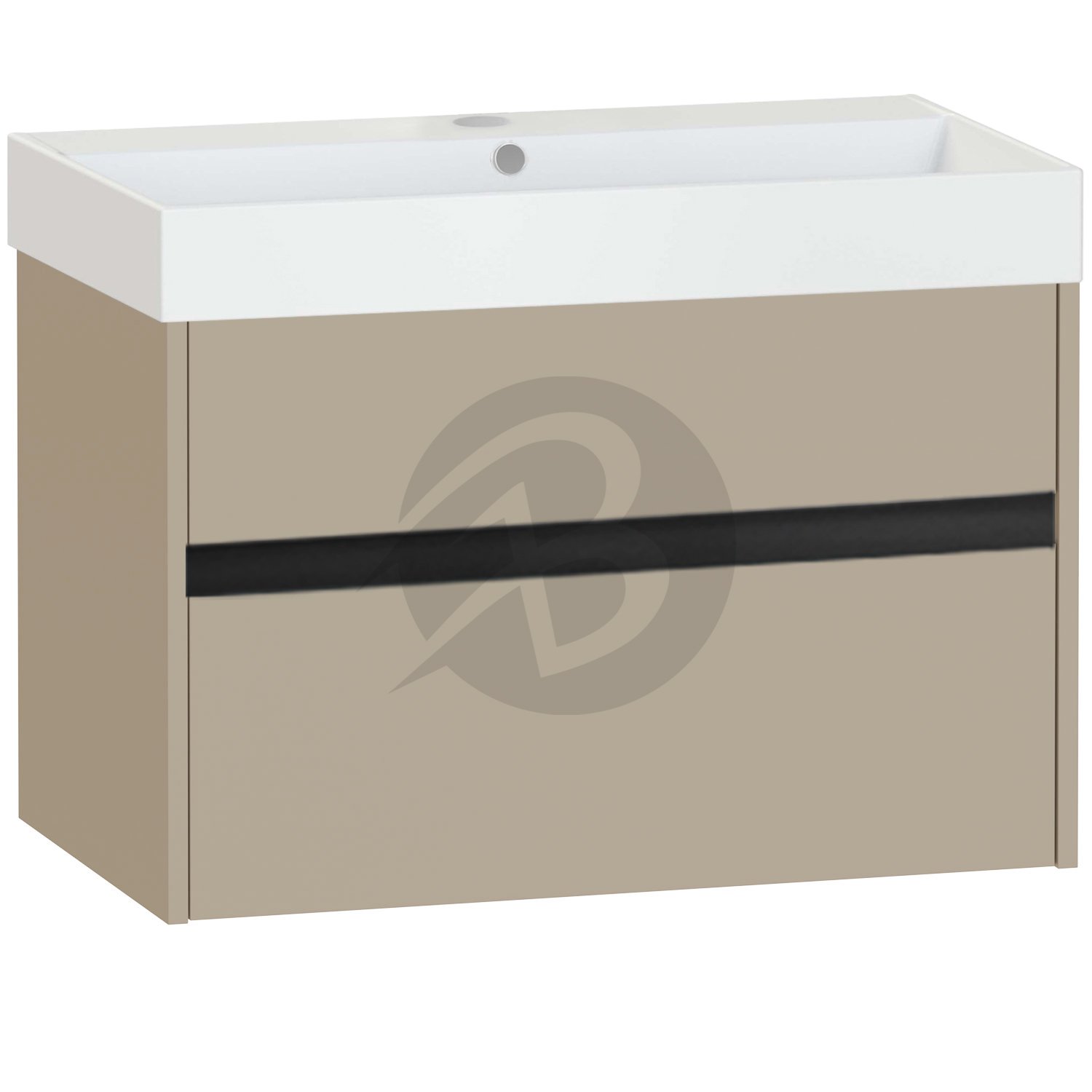 Calypso Bowland 1 Drawer Wall Hung Vanity Unit With Memphis Basin – 800mm Wide – 1 TH - Champagne