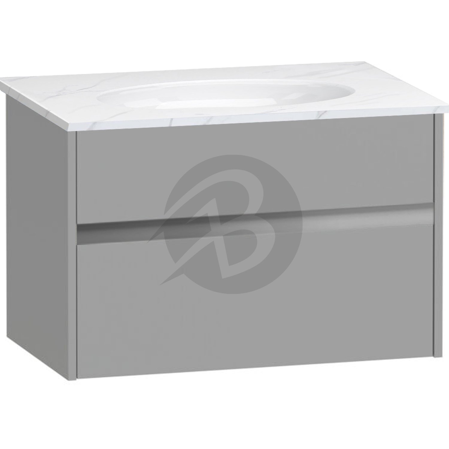 Calypso Bowland 1 Drawer Wall Hung Vanity Unit With Calypstone Aura Cirrus White Basin – 800mm Wide – No TH - Slate Mist