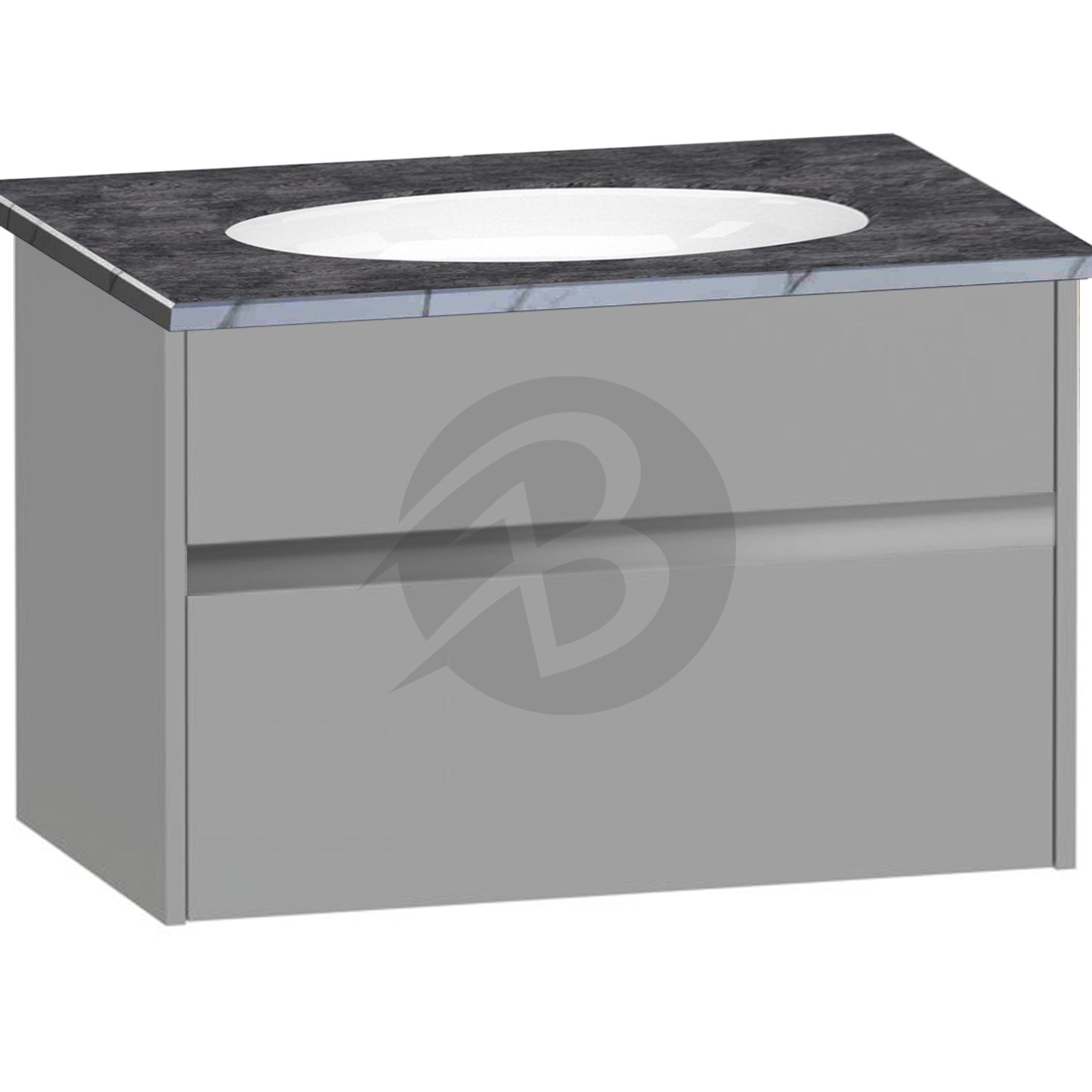 Calypso Bowland 1 Drawer Wall Hung Vanity Unit With Calypstone Aura Storm Grey Basin – 800mm Wide – No TH - Slate Mist