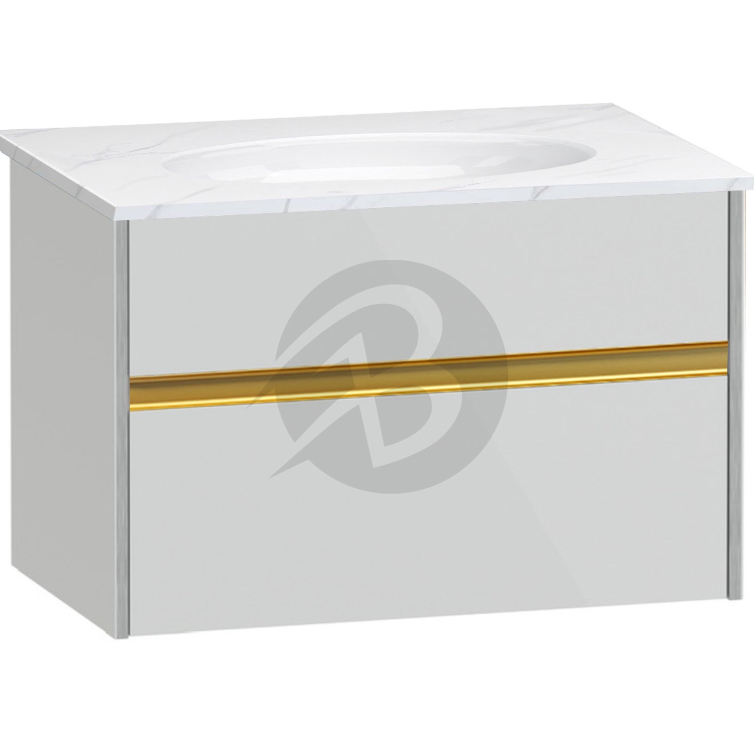 Calypso Bowland 1 Drawer Wall Hung Vanity Unit With Calypstone Aura Cirrus White Basin – 800mm Wide – No TH - Frost Grey